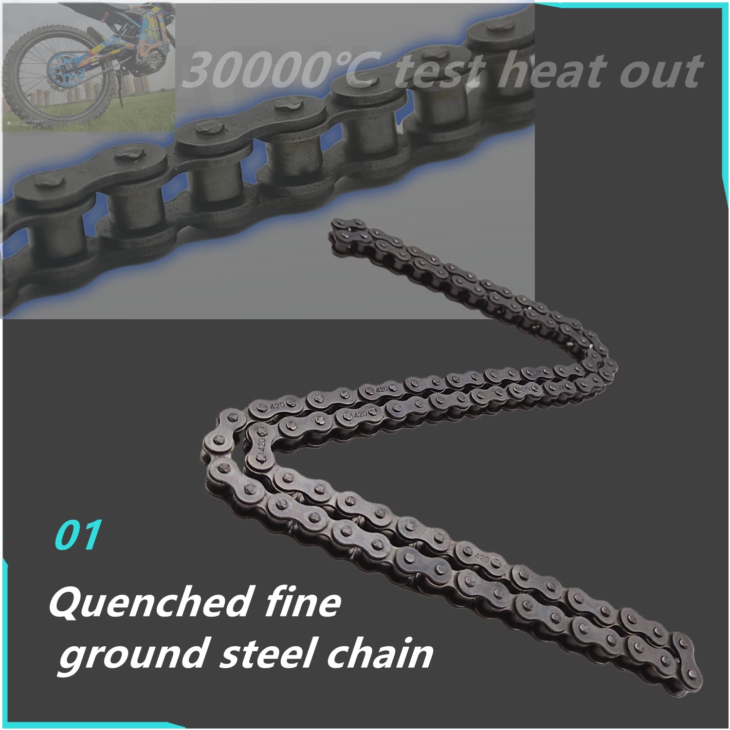 For Coleman Mini Bikes Ct200U Ct200U-Ex Bt200X Front And Rear Drive Chains 420 Chain 42 Links And 90 Links