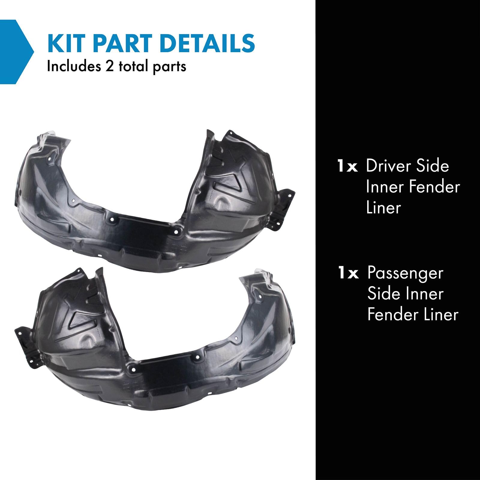 Trq Inner Fender Liner Set Compatible With 2011-2014 Nissan Murano Ni1248126 Ni1249127