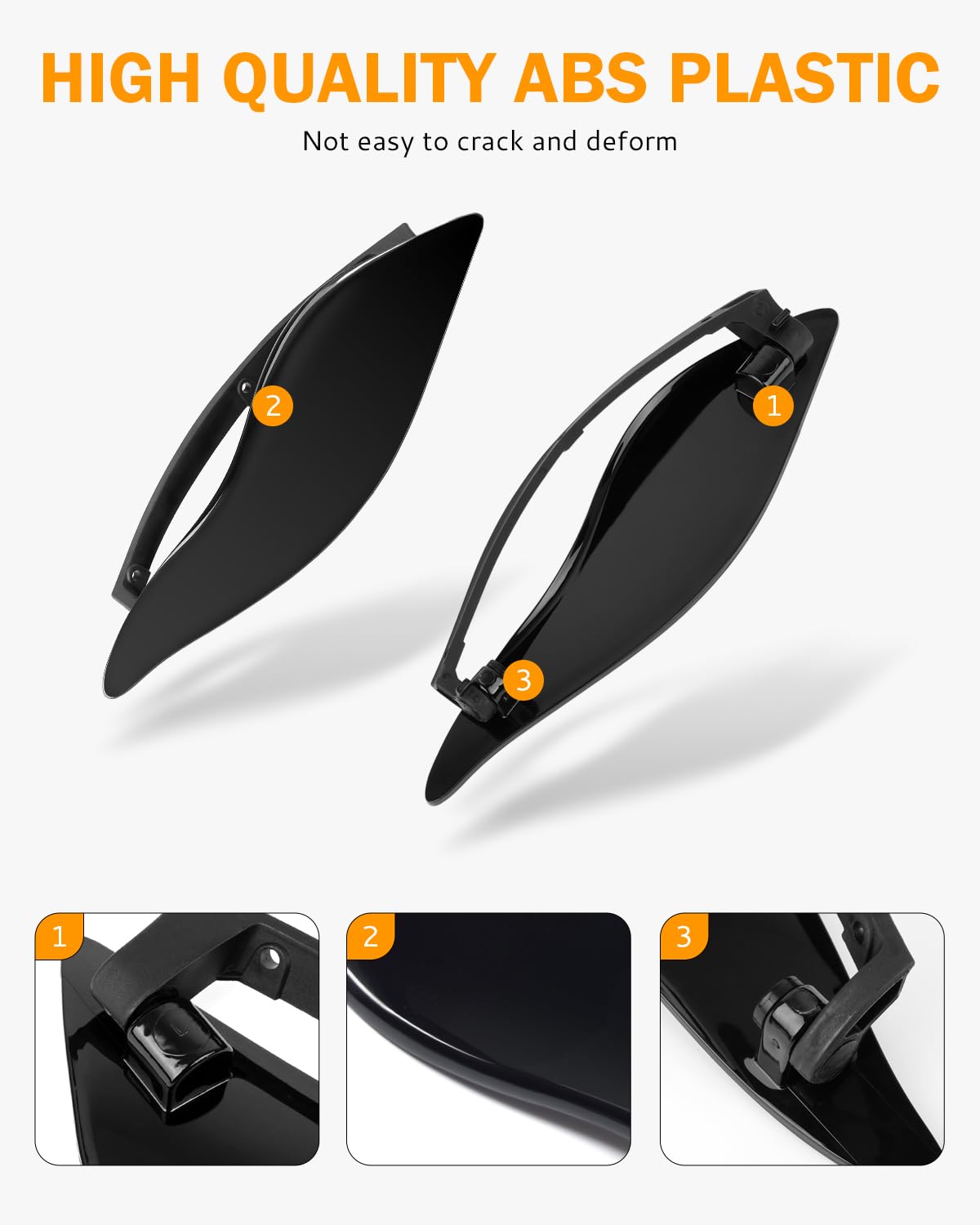 Pbymt Side Wings Air Deflectors, Fairing Side Wing Windshield, Black Adjustable Wind Deflectors Compatible For 2014-2024 Harley Electra Glide Street Glide Tri Glide Ultra Limited Fairing Side Shield