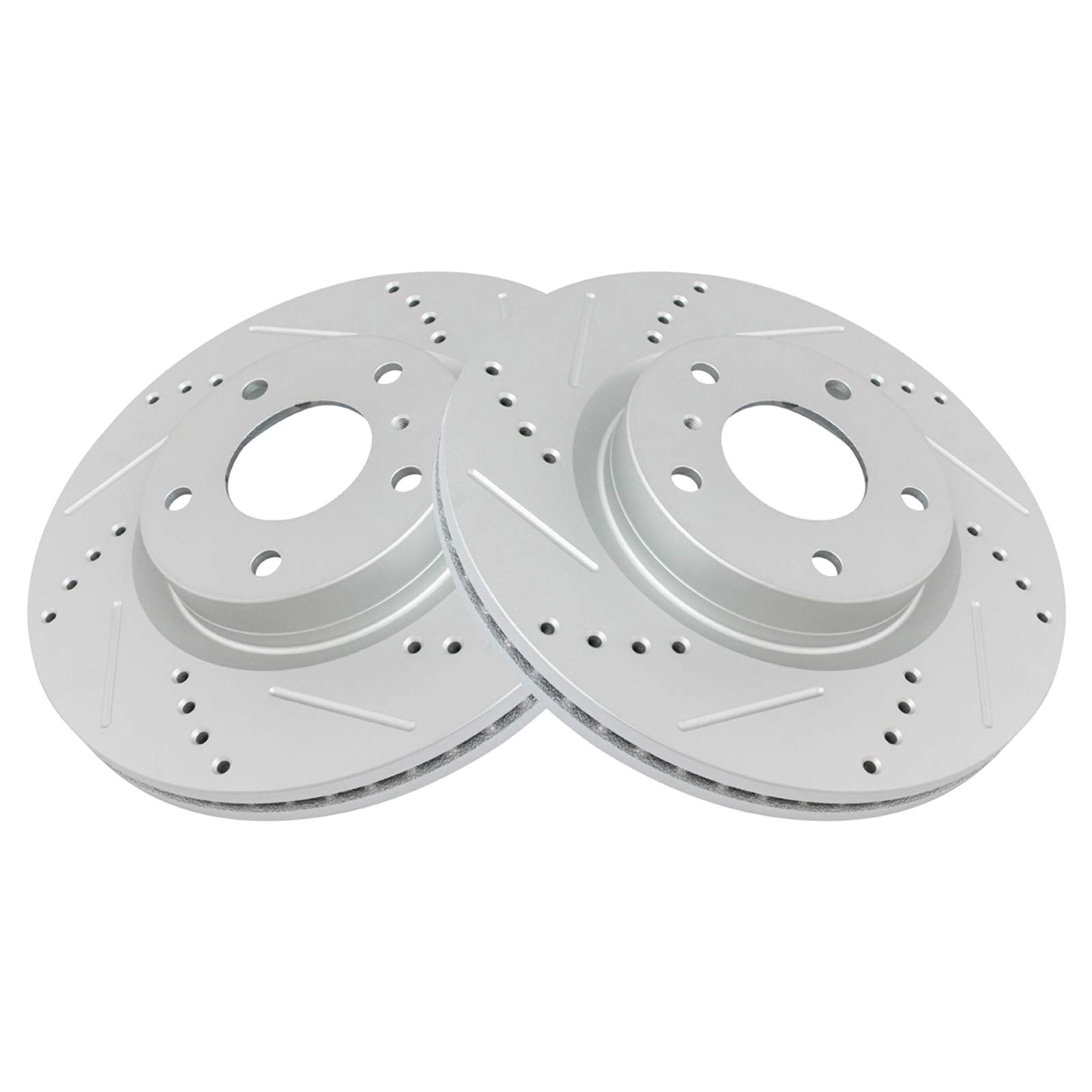 Trq Front Performance Brake Rotors Set Premium G-Coated Cross Drilled & Slotted Compatible With 2003-2004 Infiniti G35 2003-2005