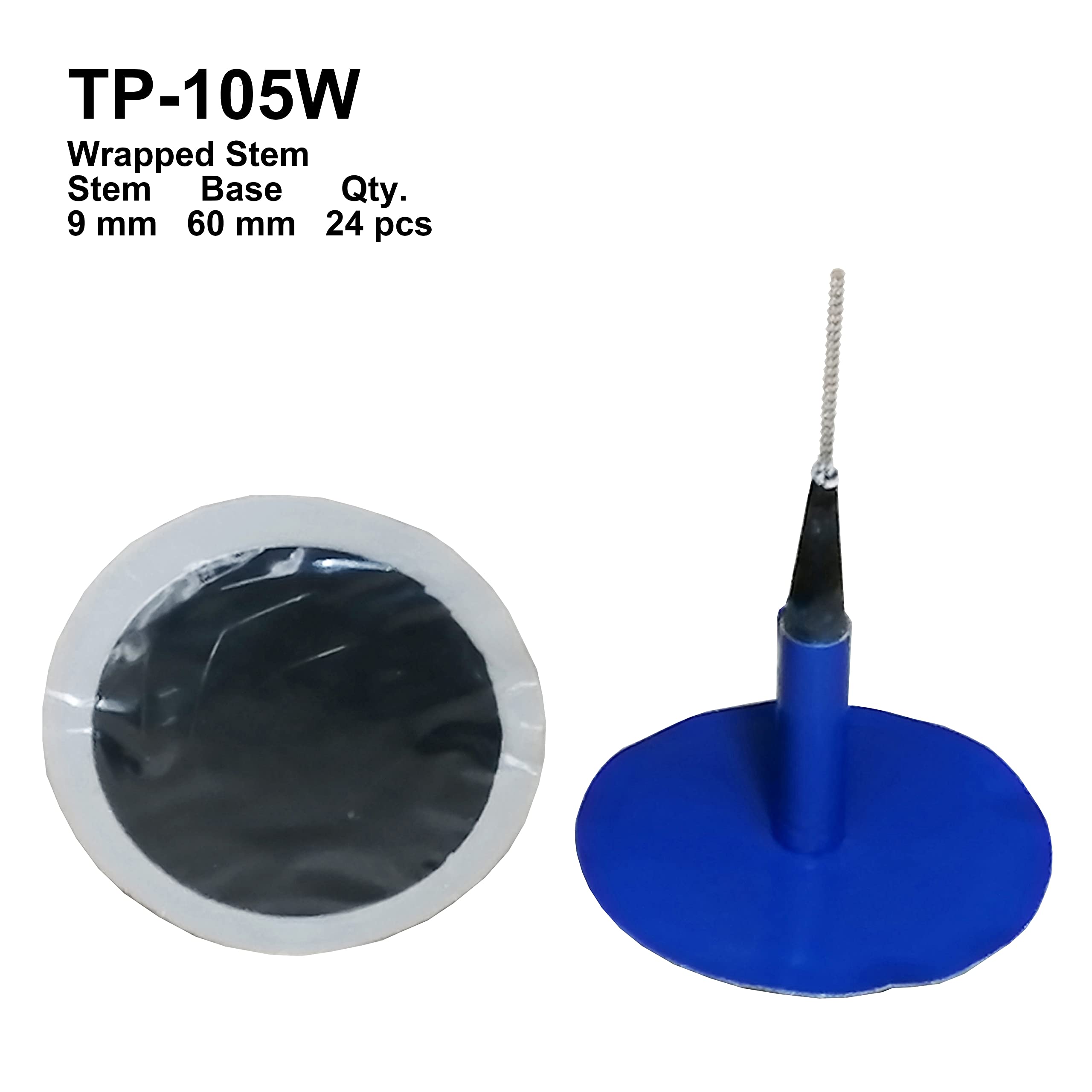 Zerint Tp-105W Combination Repair Unit, Tire Repair Patch Plug 3/8'' X 2 3/8'' Wrapped Stem 24 Pcs