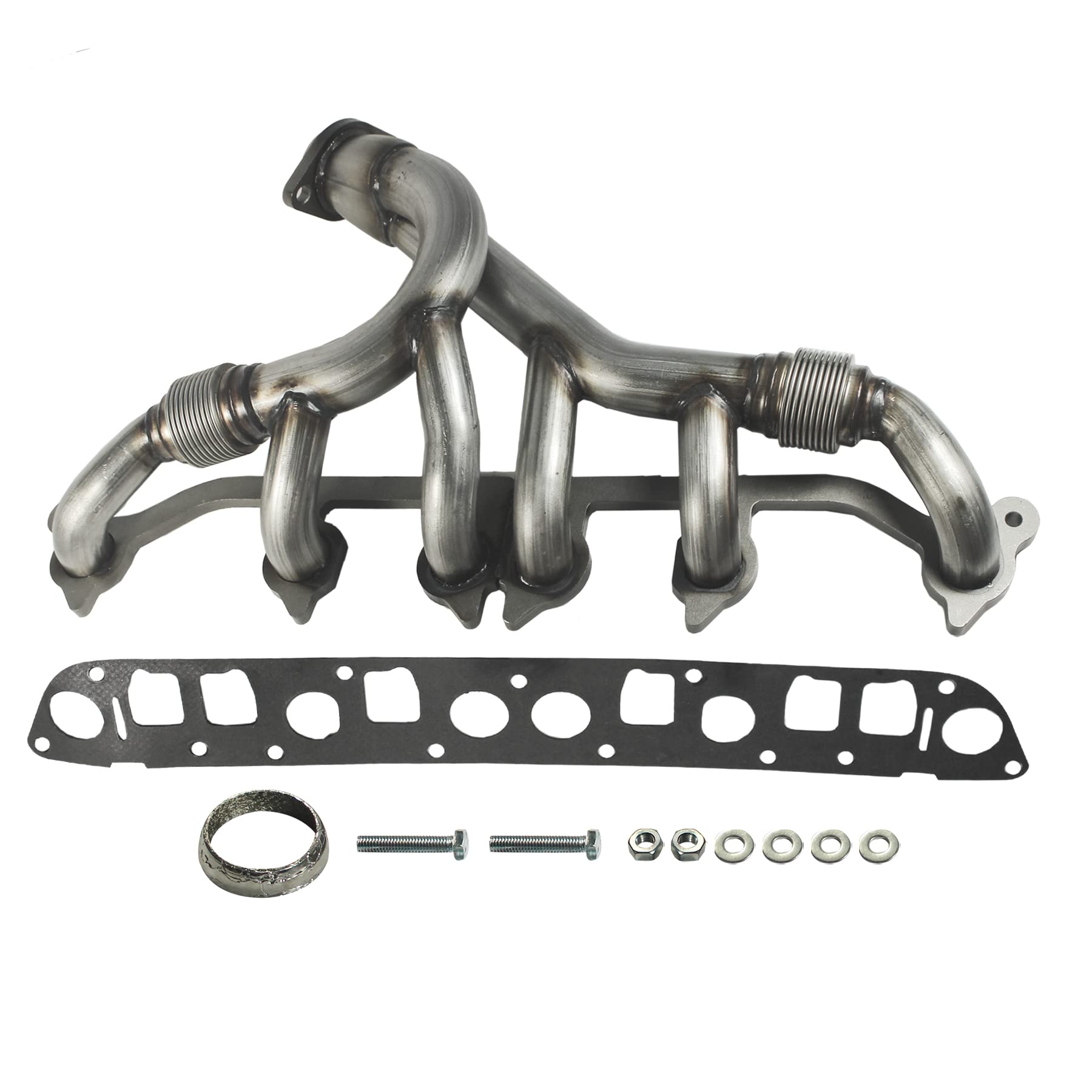 JDMSPEED New Stainless Steel Exhaust Manifold & Gasket Kit Replacement for Grand Cherokee Wrangler 4.0L Replacement for Jeeps Se