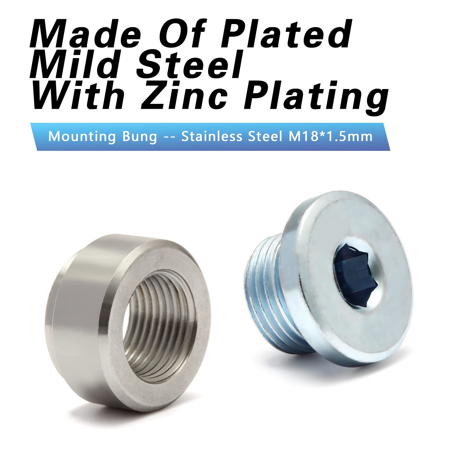 Ledaut M18X1.5 Stepped Mounting Bung And Plugs (1 Bungs/1 Plugs) Fittings Weld Bung