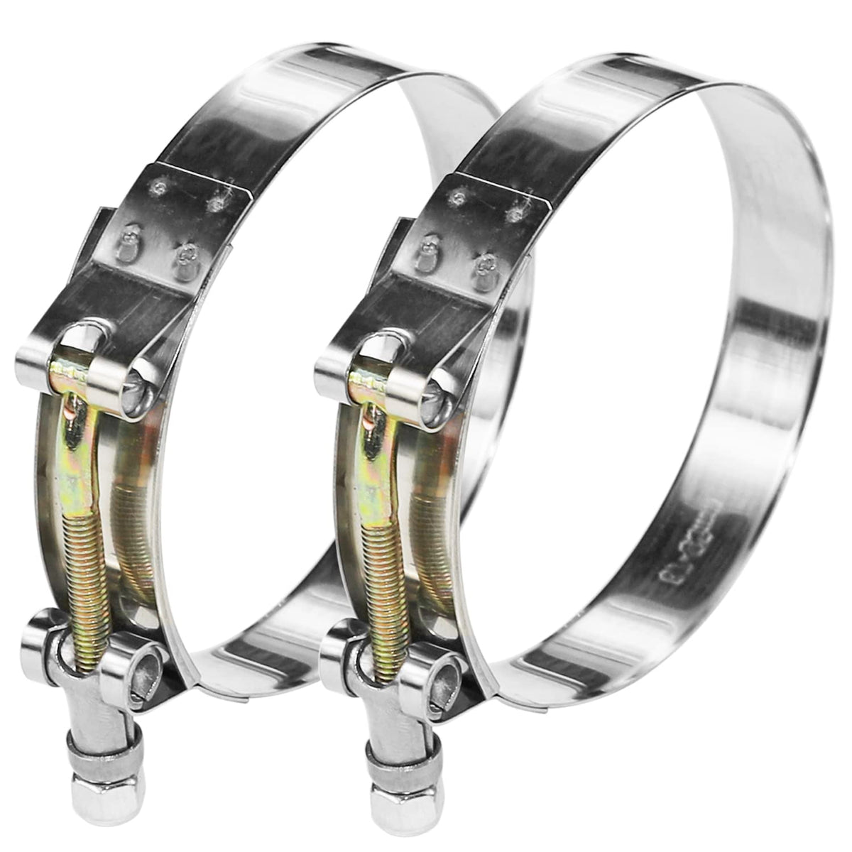 Wysiwyka 2 Pack 4 '' T-Bolt Hose Clamps, 304 Stainless Steel Turbo Intake Clamp, Working Range 108Mm-116Mm For 4 '' Hose Id
