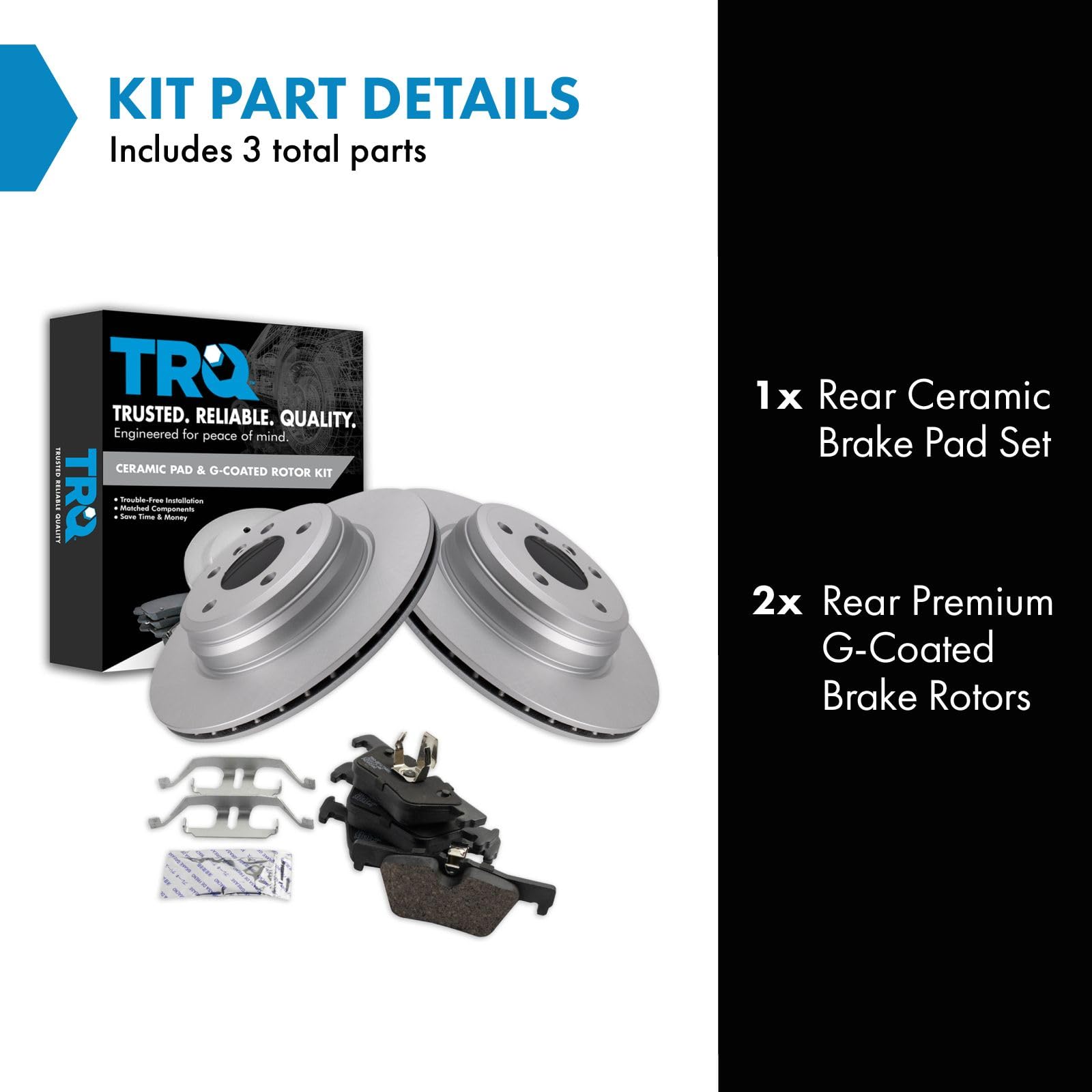 Trq Rear Ceramic Brake Pad & Coated Rotor Kit Compatible With Bmw 440 430 328 Xdrive