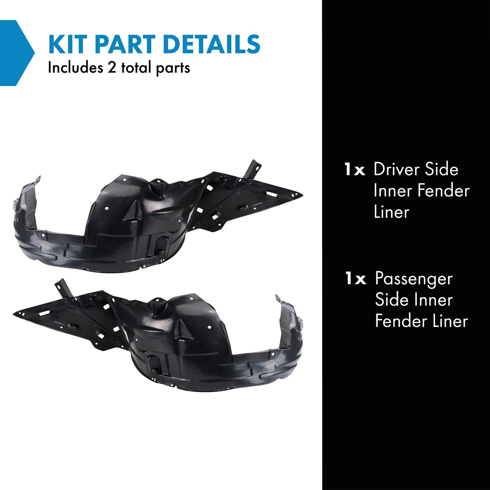 Trq Inner Fender Liner Set Compatible With 2011-2015 Honda Cr-Z Ho1248140 Ho1249140
