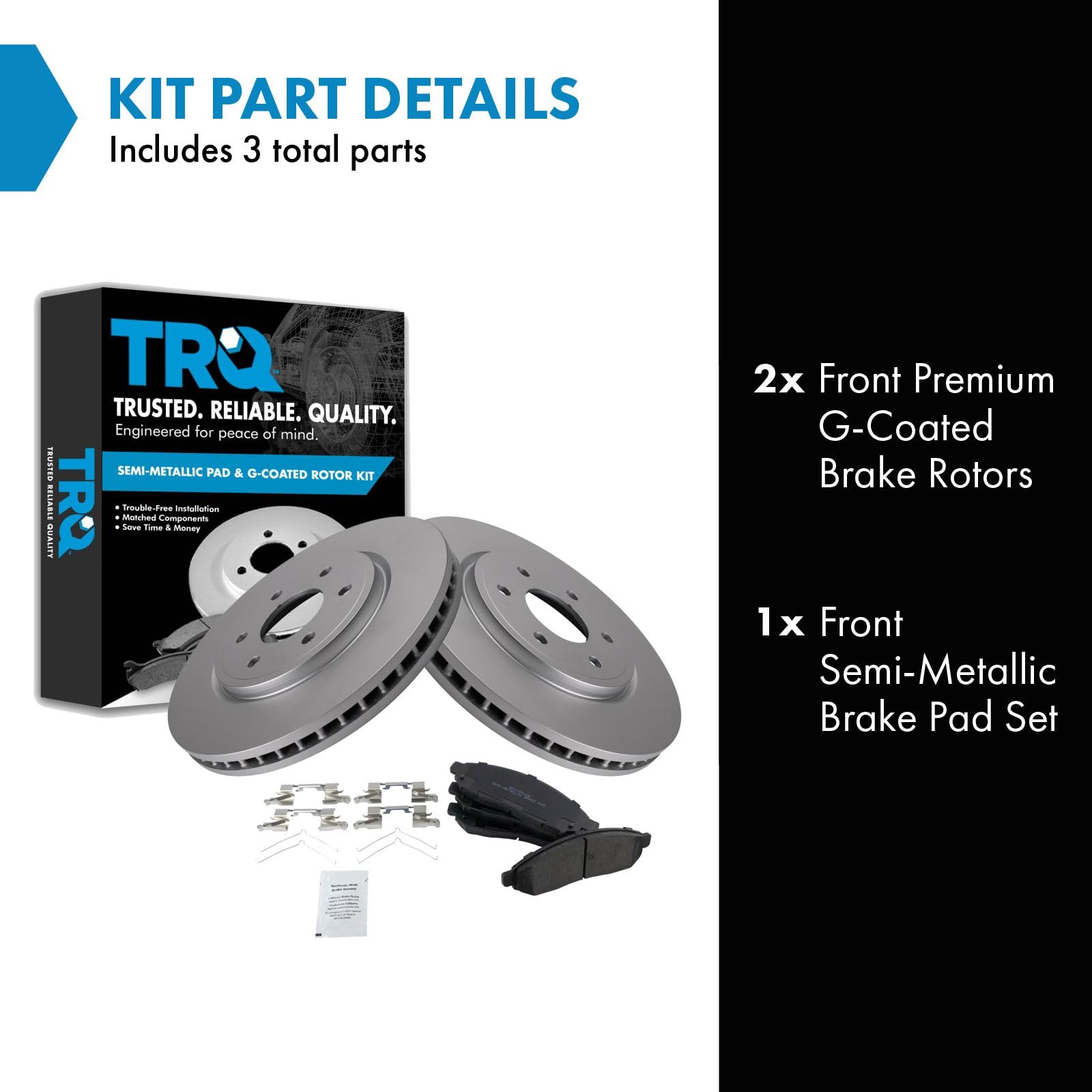 Trq Front Brake Pad & Rotor Kit Brake Pads Brake Rotor Semi-Metallic Premium G-Coated Compatible With 2005-2021 Nissan Frontier