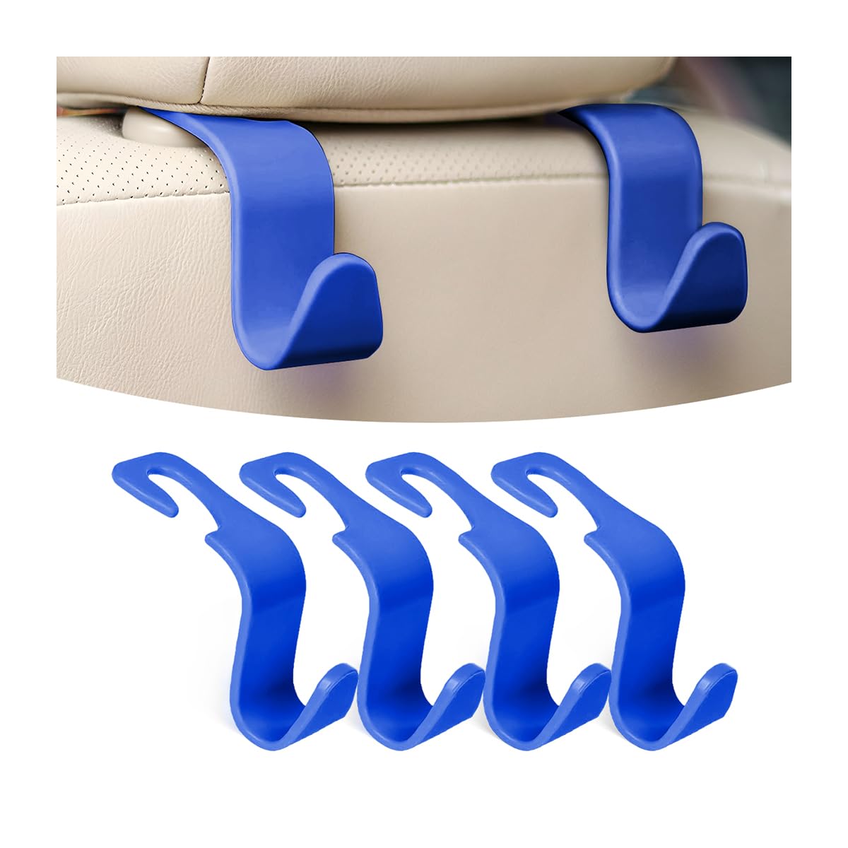 Osilly Car Seat Headrest Hook, 4 Pack Auto Seat Hanger Storage Organizer for Purse Handbag Coats Grocery Bags, Automotive Interi