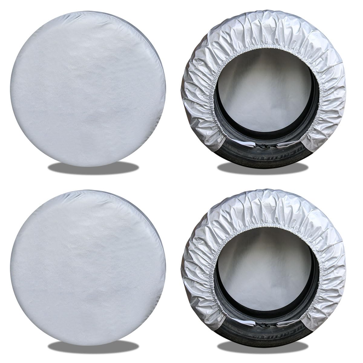Kayme Rv Tire Covers Set of 4, Travel Trailer Camper Truck SUV Motorhome Waterproof Wheel Cover, Sun Rain Snow Protector, Fit 27