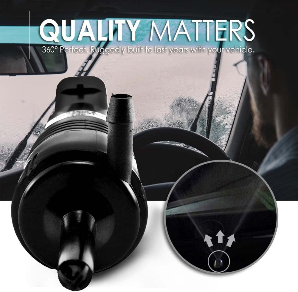 Mean Mug Auto 16212-31620A Front Windshield Washer Pump With 5 Pcs Auto Trim Removal Set - Compatible With Chevy, Gmc, Buick, Pontiac, Oldsmobile - Replaces Oem #: 22127652, 22127653, 89025062