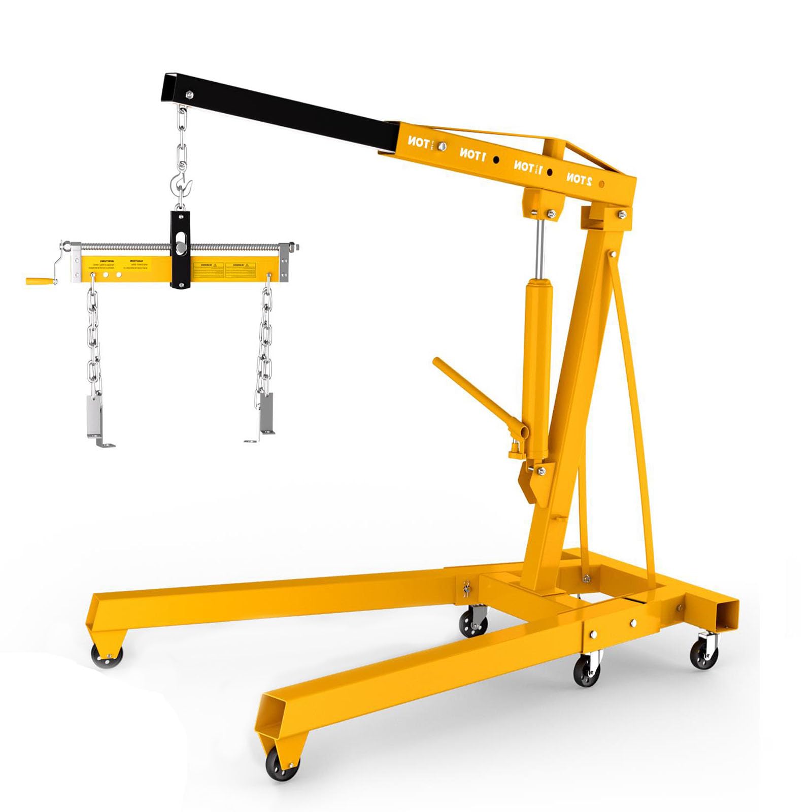 Engine Hoist, Foldable Cherry Picker with 8-Ton Hydraulic Pump, Alloy Steel Cherry Picker Engine Hoist with 6 Casters, 2.5mm Rei
