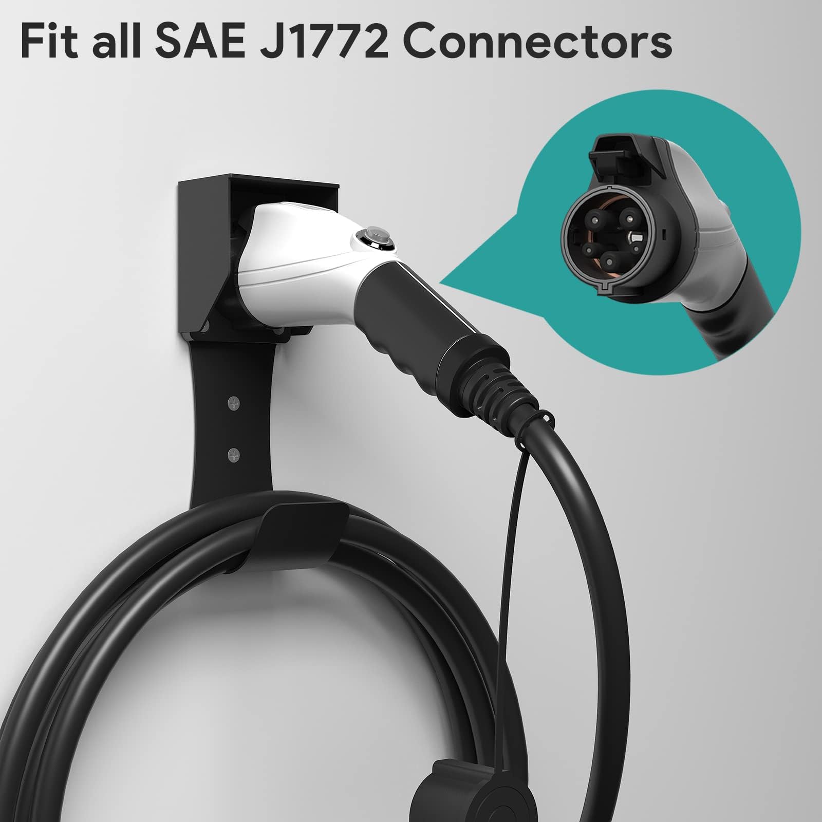 Max Green Wall-Mount Connector Holster Dock,Nozzle Holster Dock With Screws For Sae J1772 Evse Electric Vehicle Ev Charger Holder