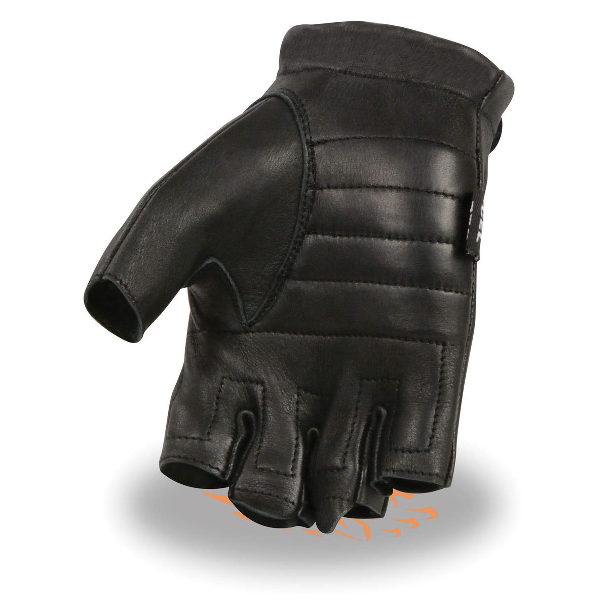 Shaf International Sh850 Men'S Black Leather Gel Padded Palm Fingerless Motorcycle Hand Gloves W/Soft Genuine Usa Deerskin - Sma