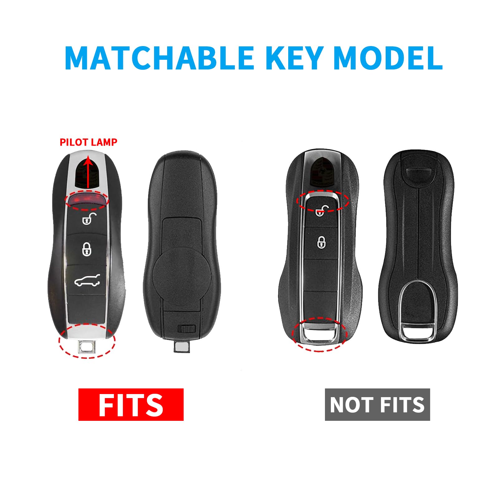 Qbuc For Porsche Key Fob Cover,3-Piece Painted Key Shell Compatible With Porsche Cayenne Panamera Macan 911 Boxter Cayman (Blue)