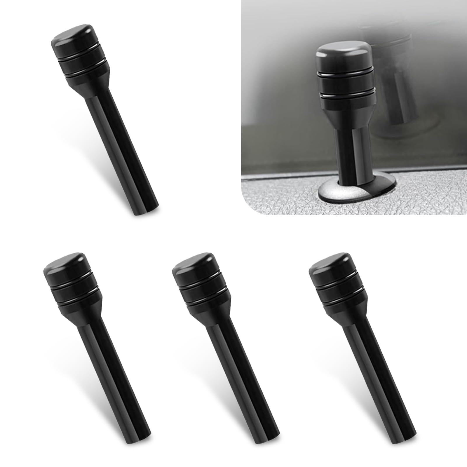 getfay Pack-4 Car Door Lock Knob Cover, 1.92'' x 0.47'' Alloy Smooth Easy to Hold Personalized Eye-catching Decoration, Inner Do