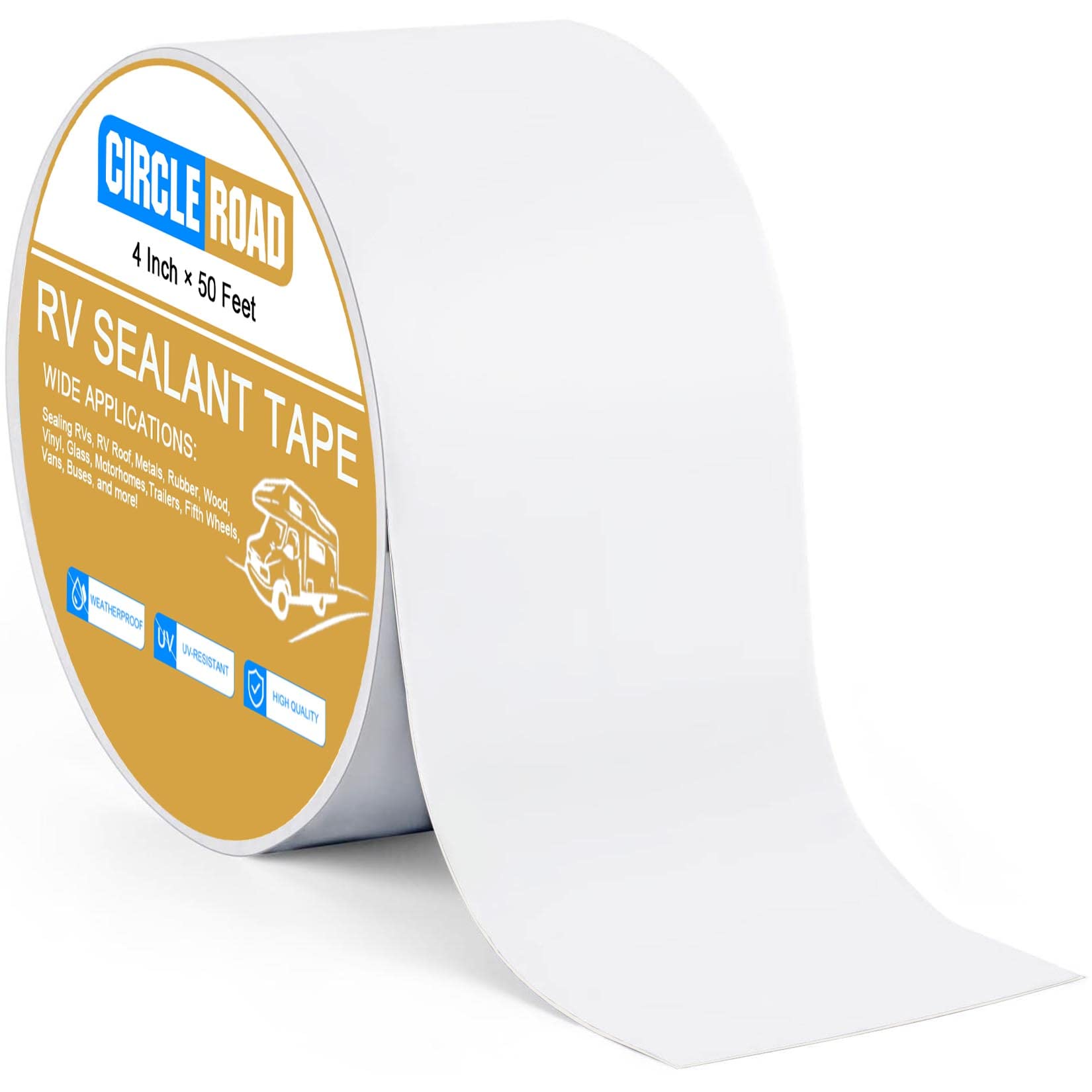 Rv Roof Tape White, 4 Inch X 50 Feet Rv Repair Sealant Tape, Stop Camper Roof Leaks, Uv-Resistant, Weatherproof And Durable For Camper, Trailer, Boat(4In-50Ft)