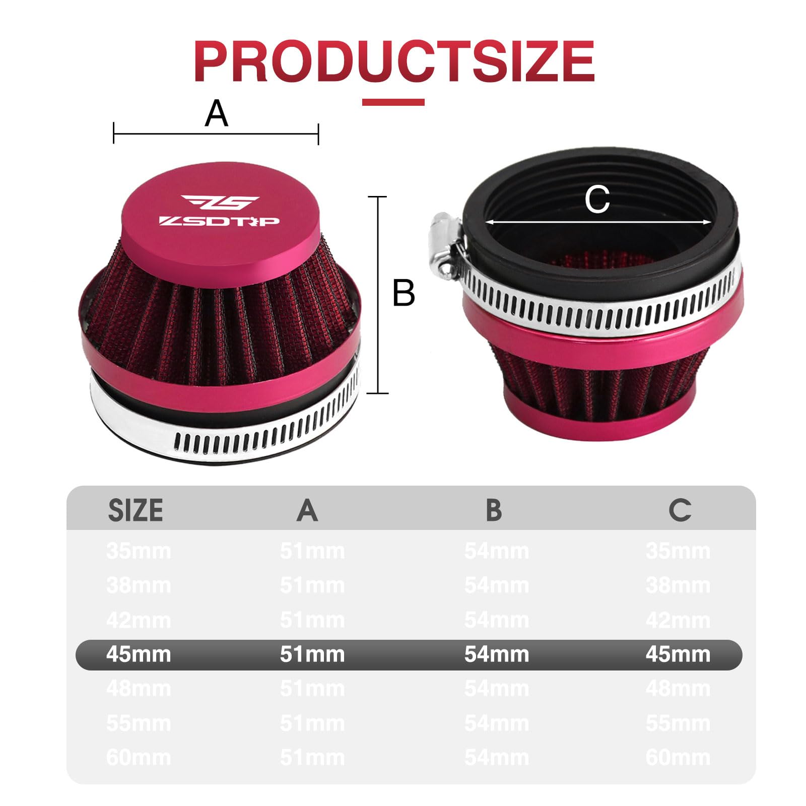 2Pcs Motorcycle 45Mm Air Intake Filter Universal Carburetor Air Filter Cleaner For Dirt Pit Atv Ssr Ttr Bike Breather Filter Fit