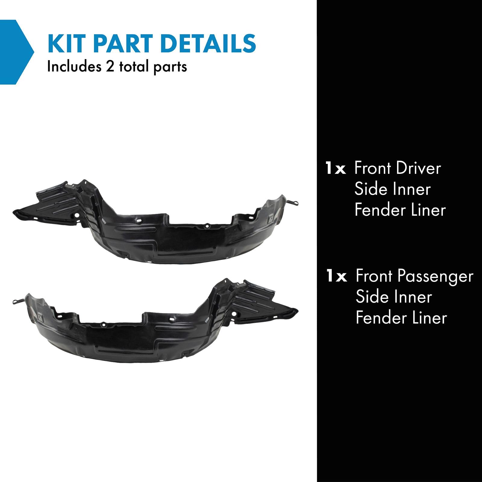 Trq Front Inner Fender Liner Set Compatible With 2004-2008 Nissan Maxima Ni1250115 Ni1251115