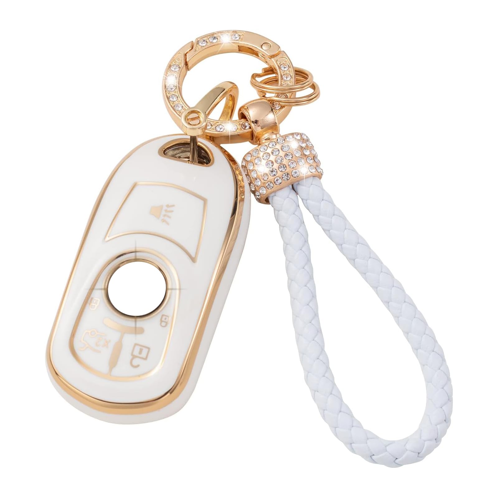 Gematay For Buick Key Fob Cover With Keychain Lanyard, Soft Tpu Key Case Shell Compatible With Buick Encore Enclave Lacrosse Env