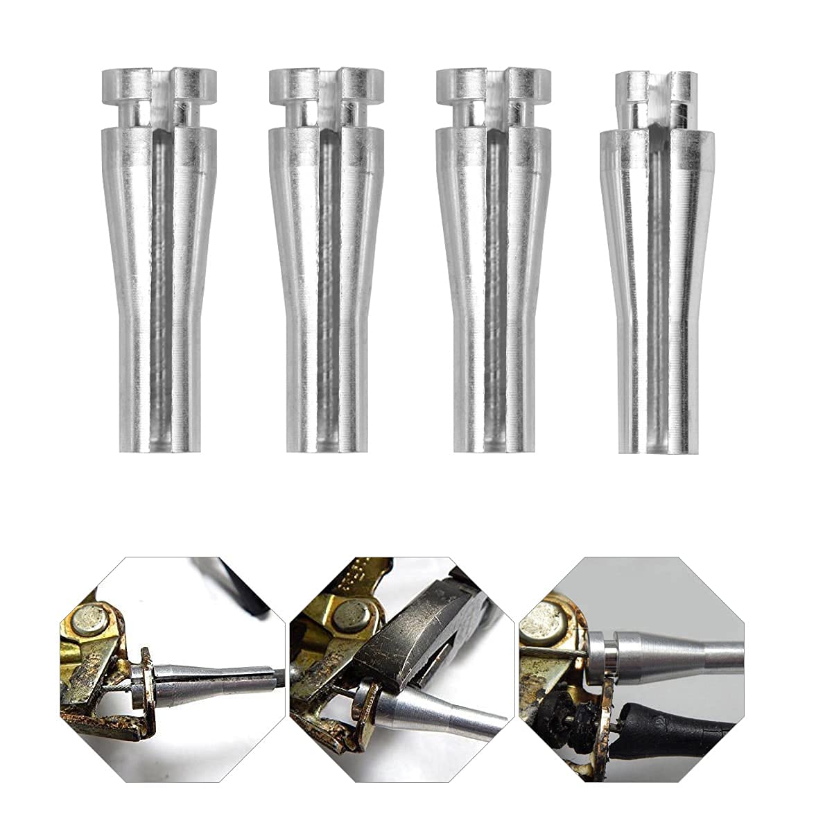 4 Ends Door Latch Cable Repair Kit Compatible With Ford F-150, F-250, F-350, E-Series, Ranger, Expedition, Excursion, Navigator (2 Cables) Aluminum