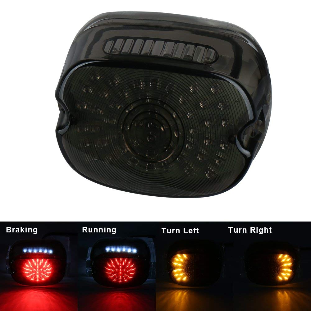 Ovotor Led Tail Light Smoke Lens Lay Down Tail Lamp With Braking Turn Signal Replacement For Harley Sportster Dyna Fxdl Electra