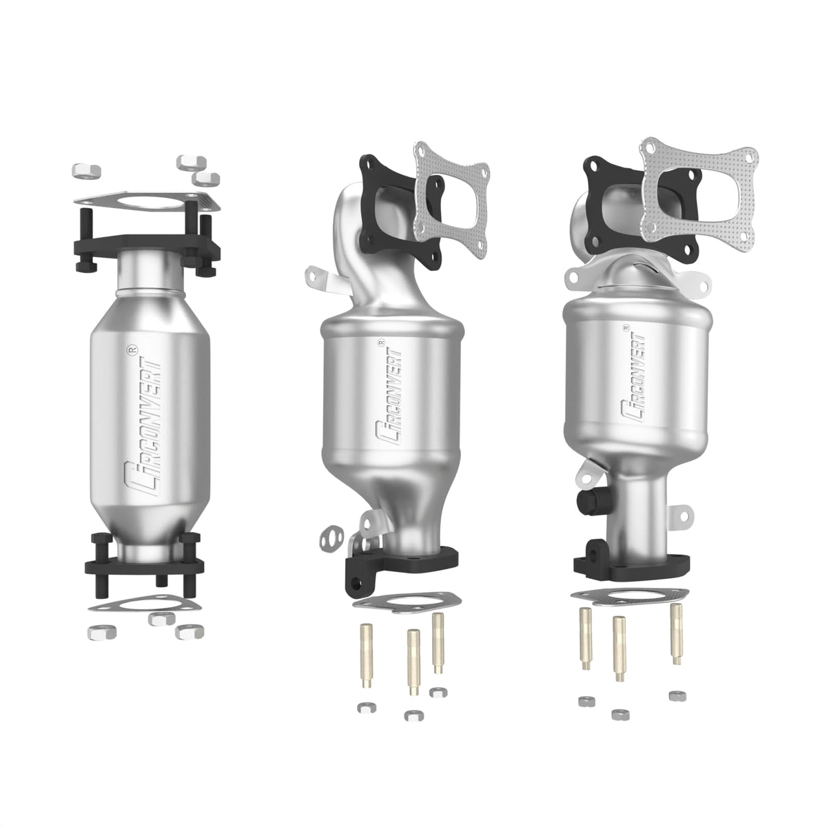 CIRconvert Front Left/Right & Rear Catalytic Converter Compatible with 2009-2021 Honda Pilot, 2008-2017 Honda Accord, 2010-2020 