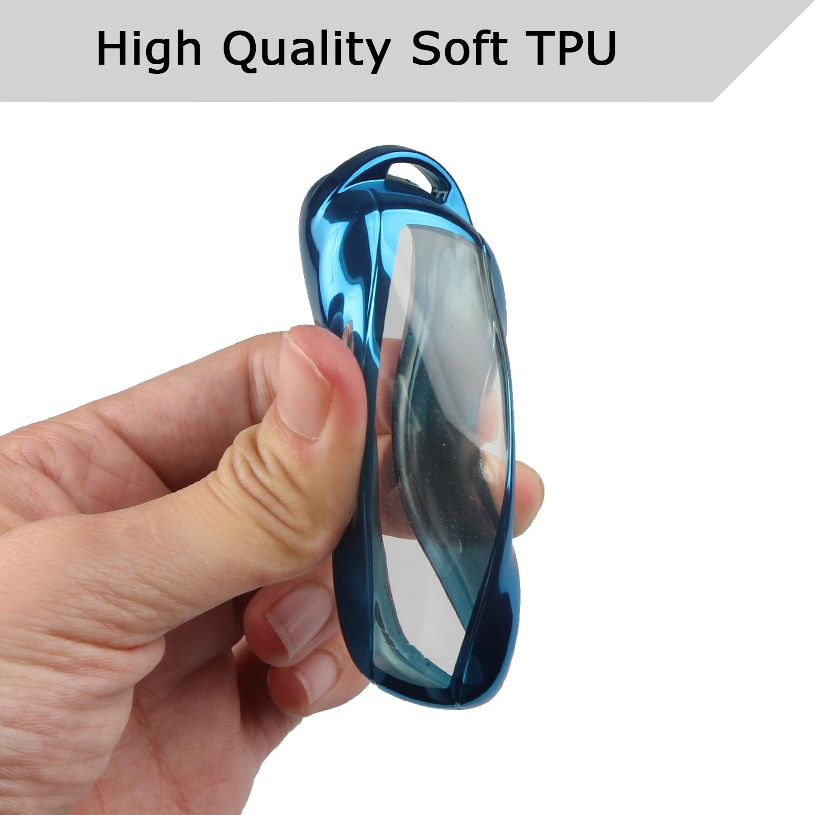 Qbuc For Tesla Key Fob Cover With Keychain Soft Tpu Protection Case Compatible With Tesla Model S (Blue)