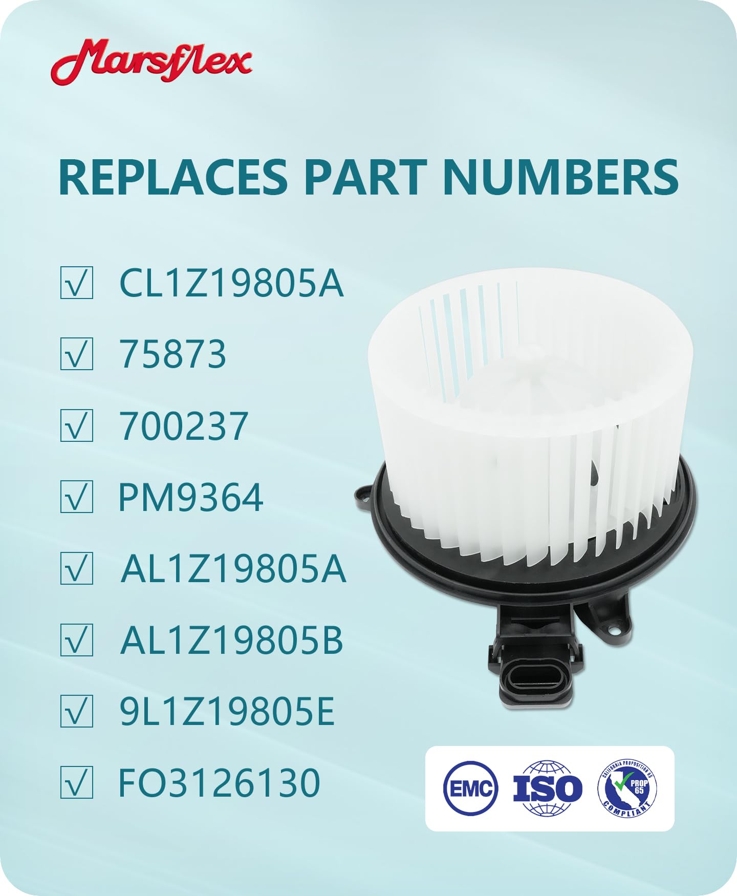 Marsflex Blower Motor Front 700237 For Ford 2009 2010 2011 2012 2013 2014 F150, 2009-2014 2015 2016 2017 Ford Expedition Lincoln