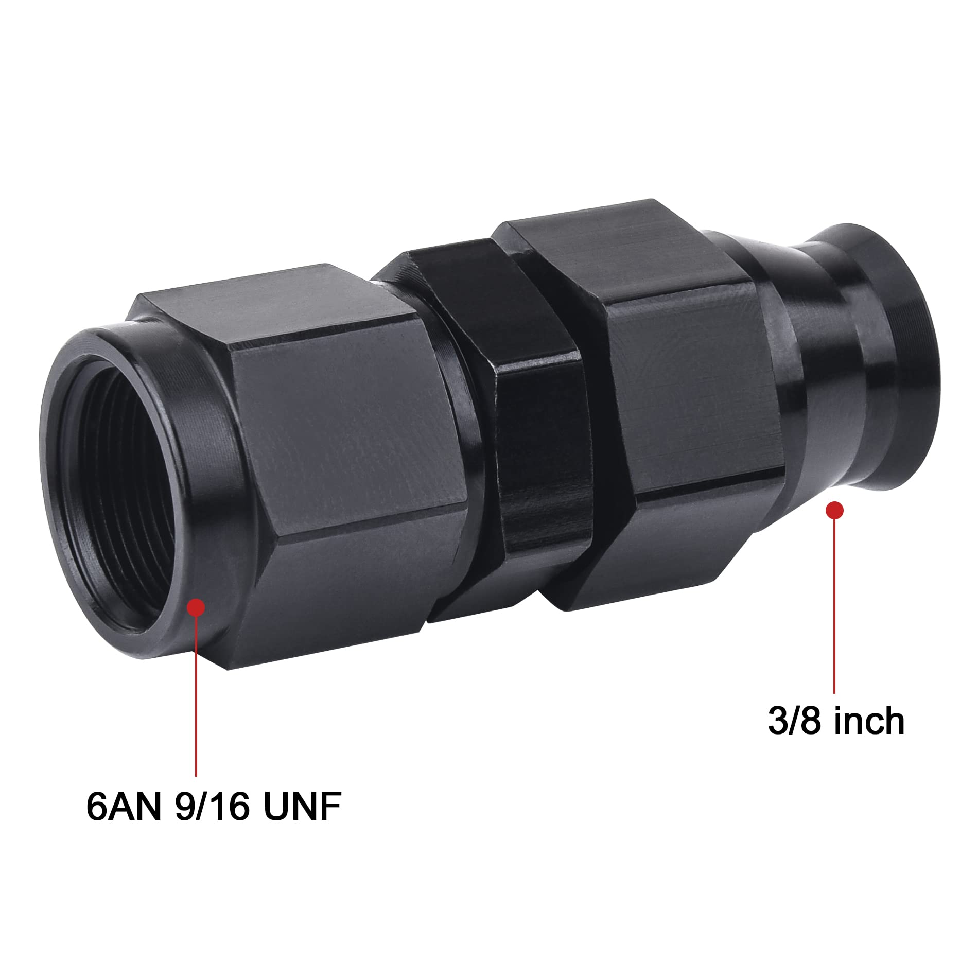 Evil Energy 6An Female Flare To 3/8' Compression Hardline Fitting Aluminum Black 2Pcs