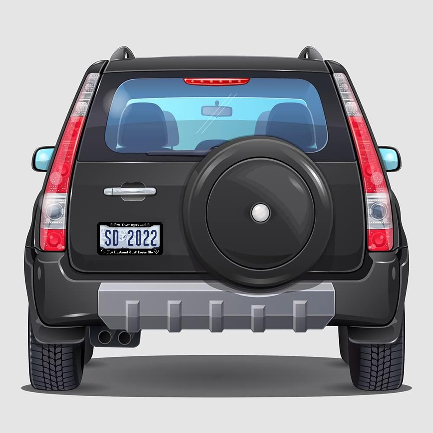 I'm Not Spoiled License Plate Frame,My Husband Just Loves Me License Plate Cover Aluminum Alloy Accessory Decorative 2 Holes and