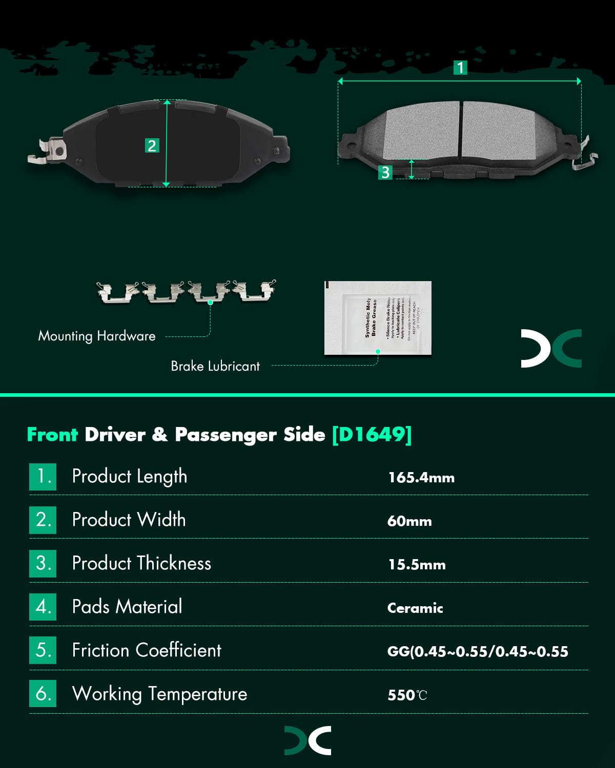 Scitoo Front Rear Disc Brake Pad Set 8Pcs W/Hardware Fit For Infiniti For Jx35 2013,For Nissan For Murano 2015-2022,For Nissan F