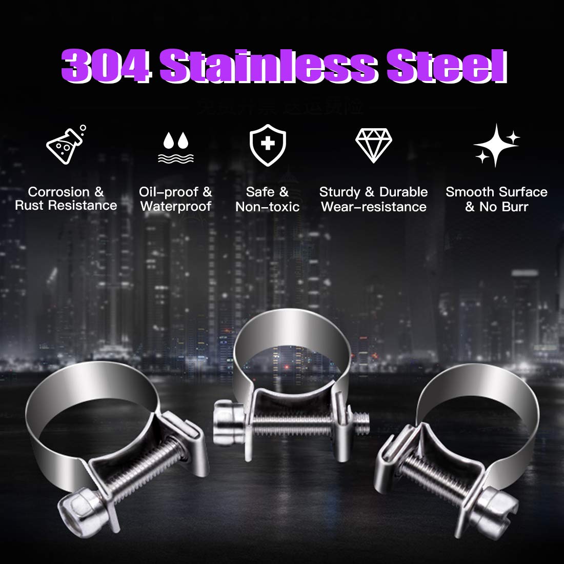 Swpeet 12Pcs 16Mm-18Mm 304 Stainless Steel Mini Fuel Injection Line Style Hose Clamp Assortment Kit Perfect For Automotive, Agri