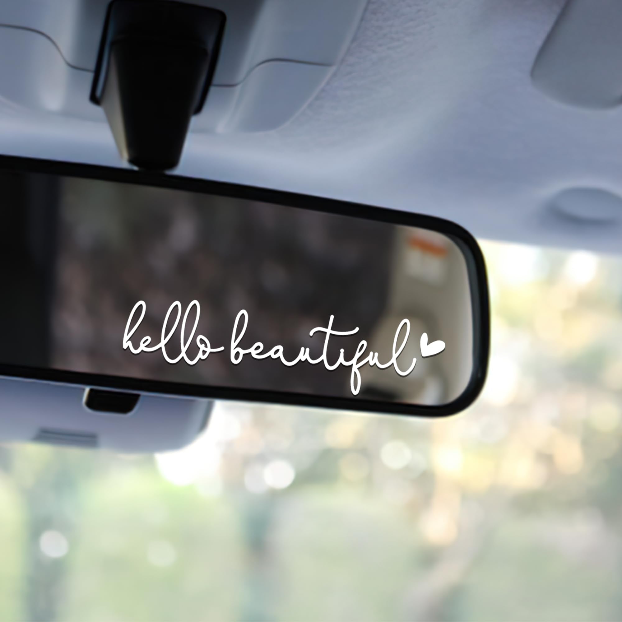 Miarita 3X Hello Beautiful Rearview Mirror Decal, Cute Car Decals for Women, Car Stickers and Decals, Rear View Mirror Sticker, 