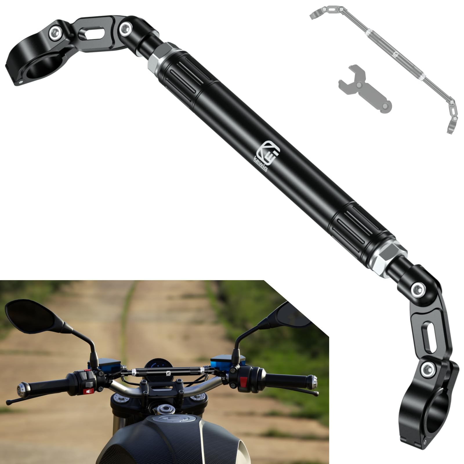 Brcovan Motorcycle Cross Bar, Aluminum Alloy, Length Adjustable, Motorcycle Handlebar Extender Extension, Motorcycle Balance Bar