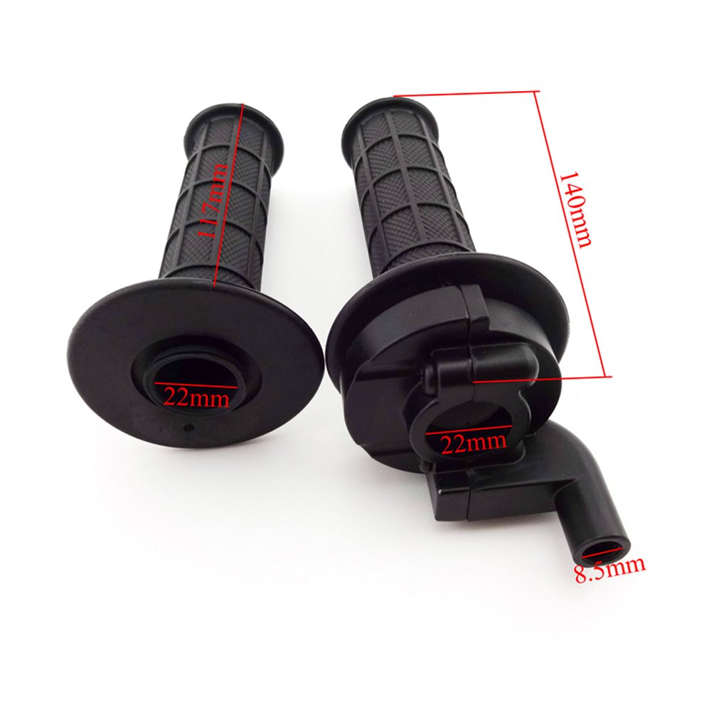 Tc-Motor Black Twist Throttle Handle Grips + Red Throttle Cable For Chinese Pit Pro Dirt Bike Xr50 Crf50 Crf70 Ssr Thumpstar Stomp 50Cc 70Cc 90Cc 110Cc 125Cc 140Cc 150Cc 160Cc