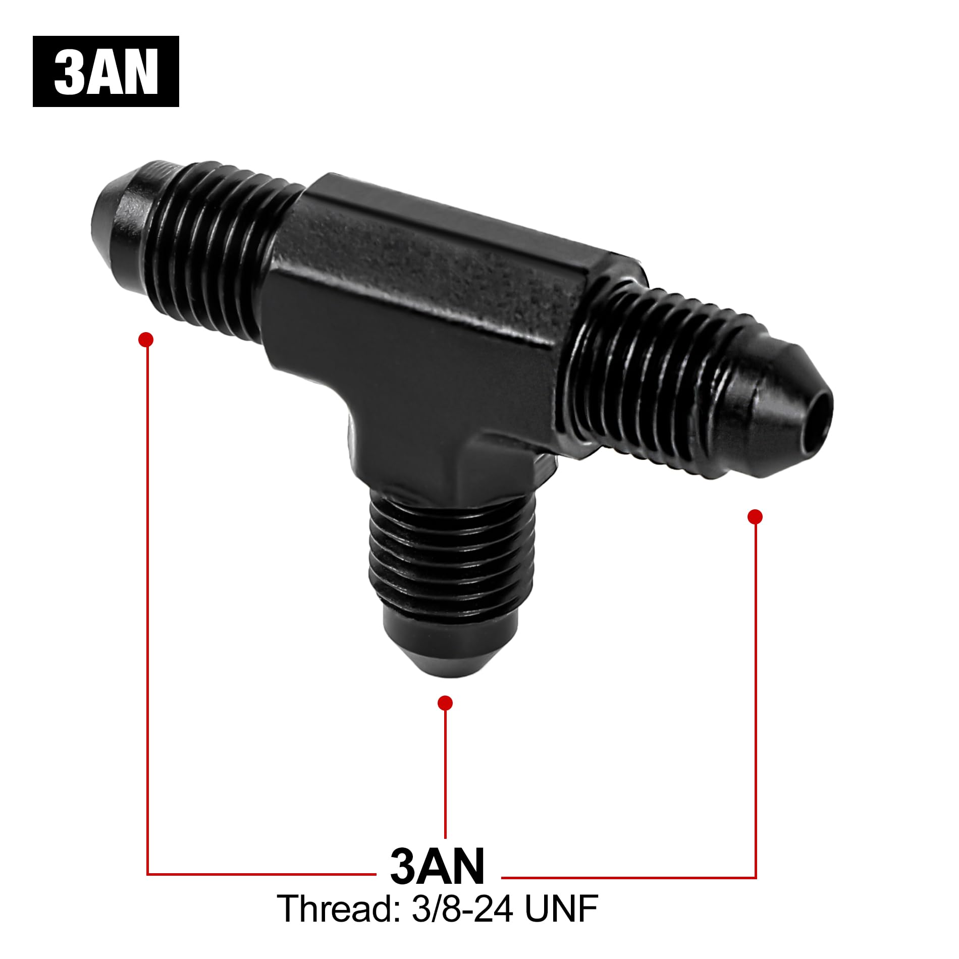 Evil Energy 3An Male Flare Tee Fitting Adapter T Union Aluminum Black