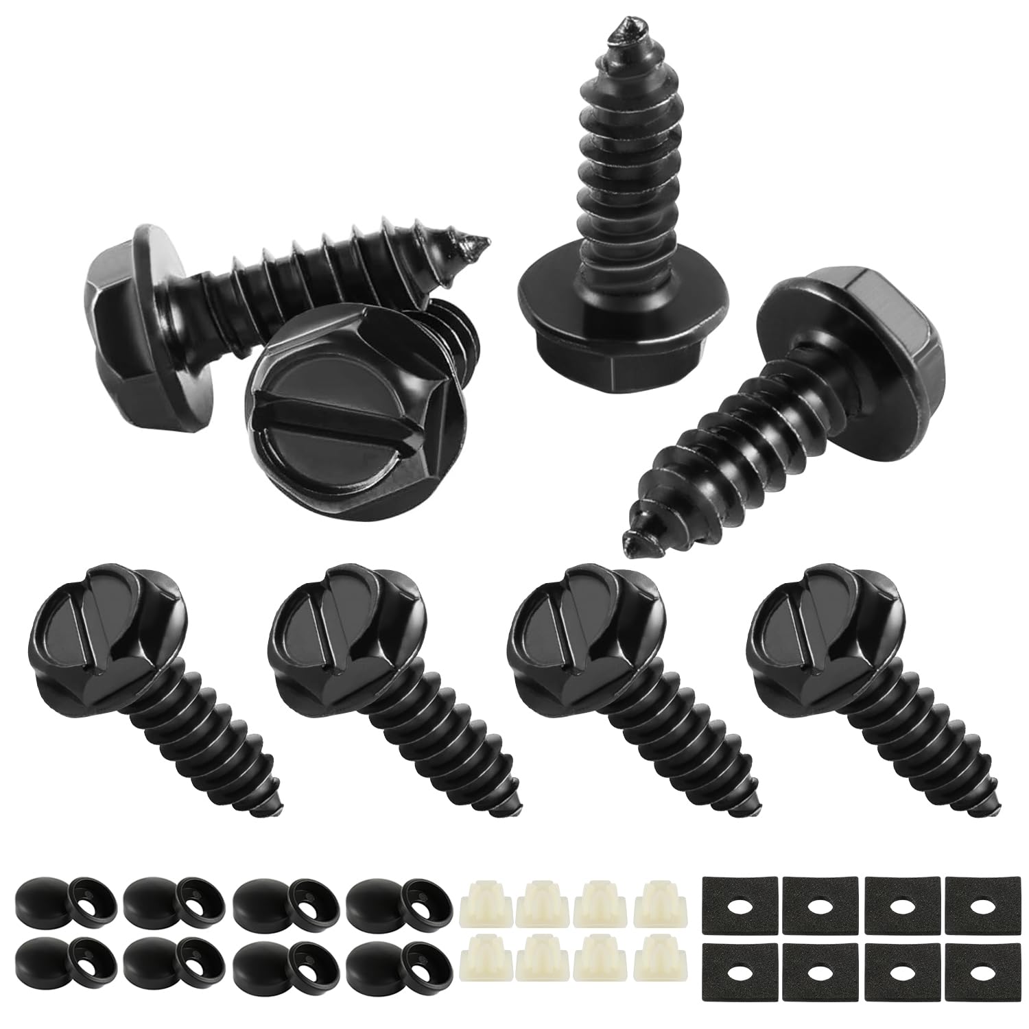 Livtee Rustproof License Plate Screws For Securing License Plates Frames And Covers On Cars And Trucks, 8 Sets Premium Stainless