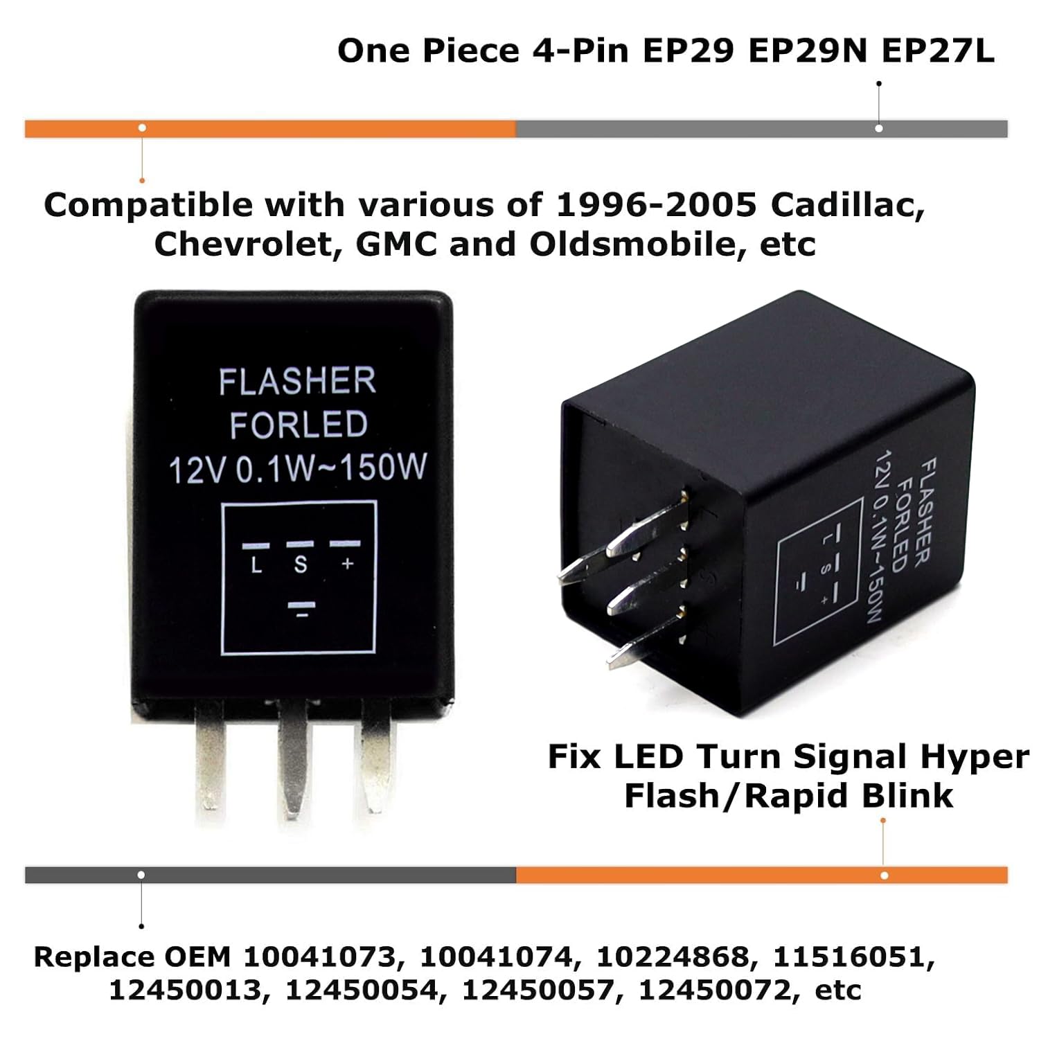Ijdmtoy Fit 1996 1997 1998 1999 2000 2001 2002 (1) 4-Pin Ep29 Ep29N Electronic Led Flasher Relay Fix For Led Turn Signal Bulbs Hyper Flash Fix