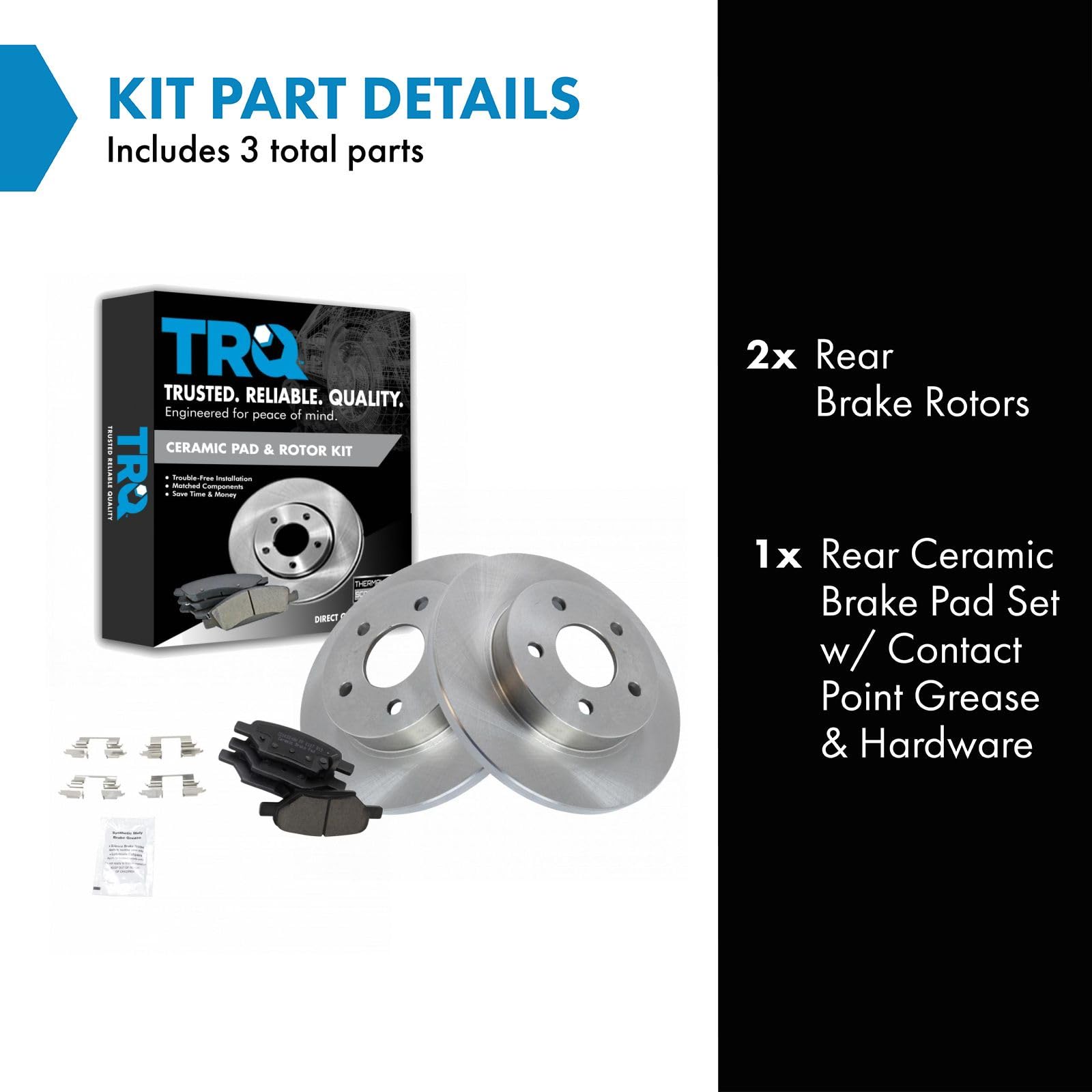 TRQ Rear Brake Pad & Rotor Kit Brake Pads Brake Rotor Ceramic Compatible with 2005-2007 Chevrolet Cobalt 2008-2010 HHR 2004-2012