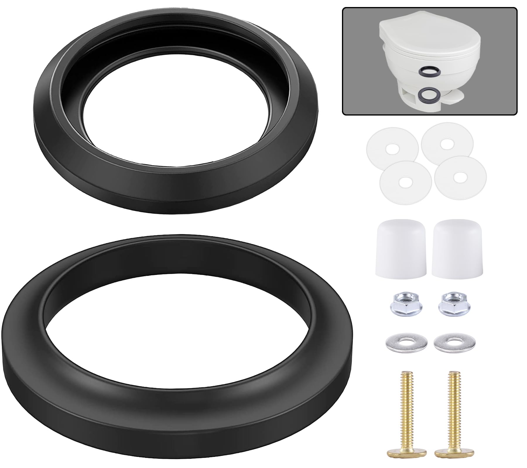 Boeemi Rv Toilet Seal Kit For Replacement Thetfords Rv Toilet Parts- Ball Seal 34120 & Mounting Hardware Kit (Include Toilet Bol