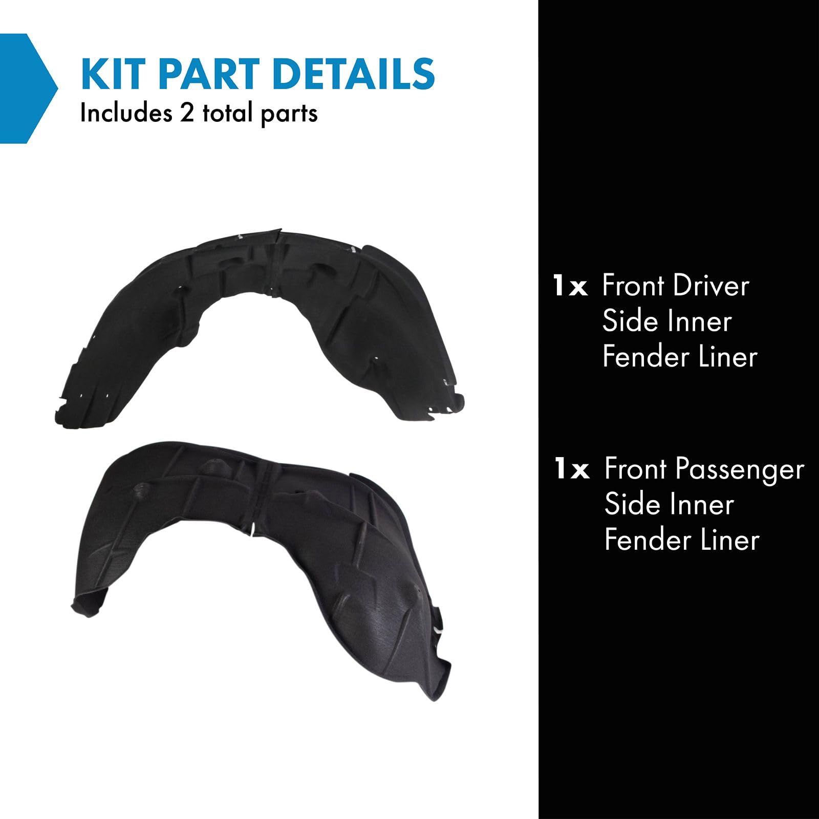 Trq Front Inner Fender Liner Set Compatible With 2019-2022 Chevrolet Silverado 1500 2022 Silverado 1500 Ltd Gm1248292 Gm1249292