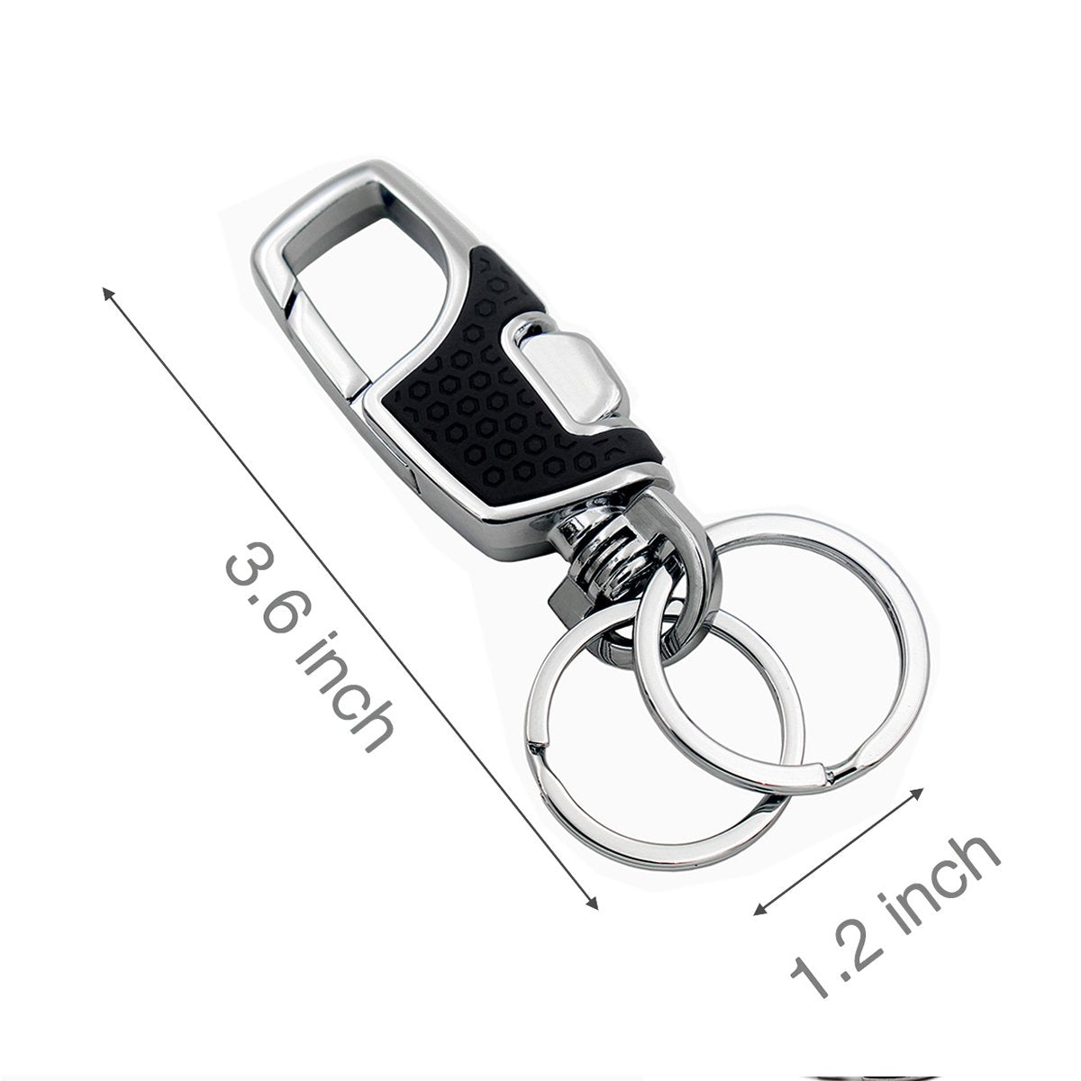 Lancher Key Chain With (2 Extra Key Rings And Gift Box) Heavy Duty Car Keychain For Men And Women - Black