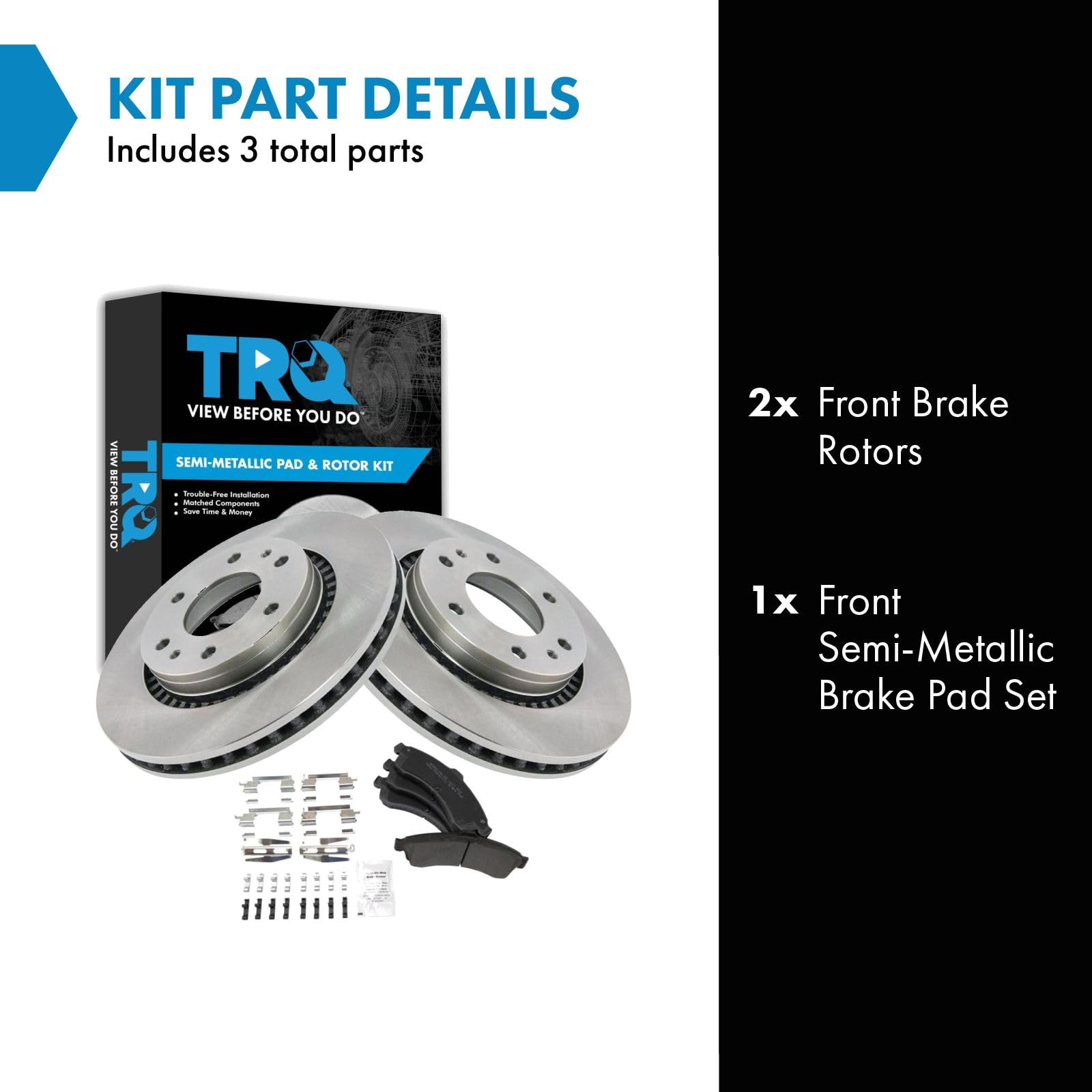 Trq Front Brake Pad & Rotor Kit Brake Pads Brake Rotor Semi-Metallic Compatible With 2006 Isuzu Ascender