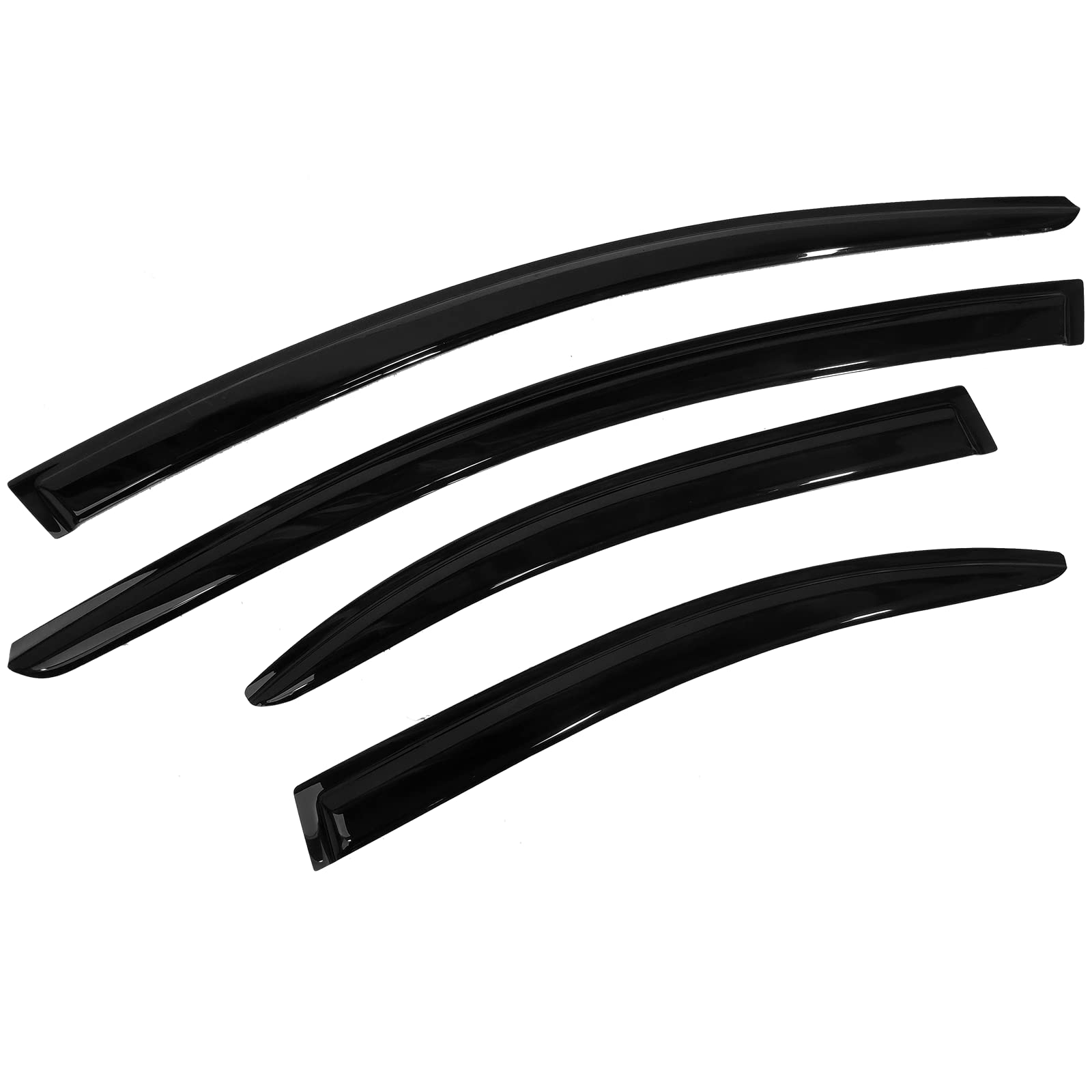 Window Visors Compatible with 2008-2017 Mitsubishi Lancer, Wind Deflector Rain Sun Guard Slim Style Tape On - Smoke Tint by IKON