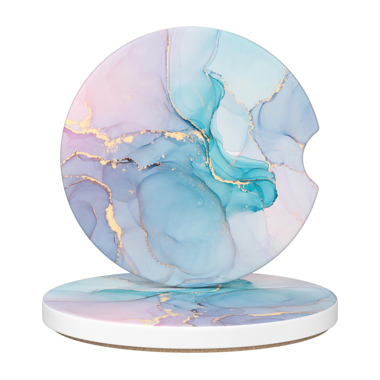 Car Cup Holder Coaster, Car Coasters for Cup Holders, 2 Pack Universal Anti Slip Insert Absorbent Ceramic Auto Interior Accessor