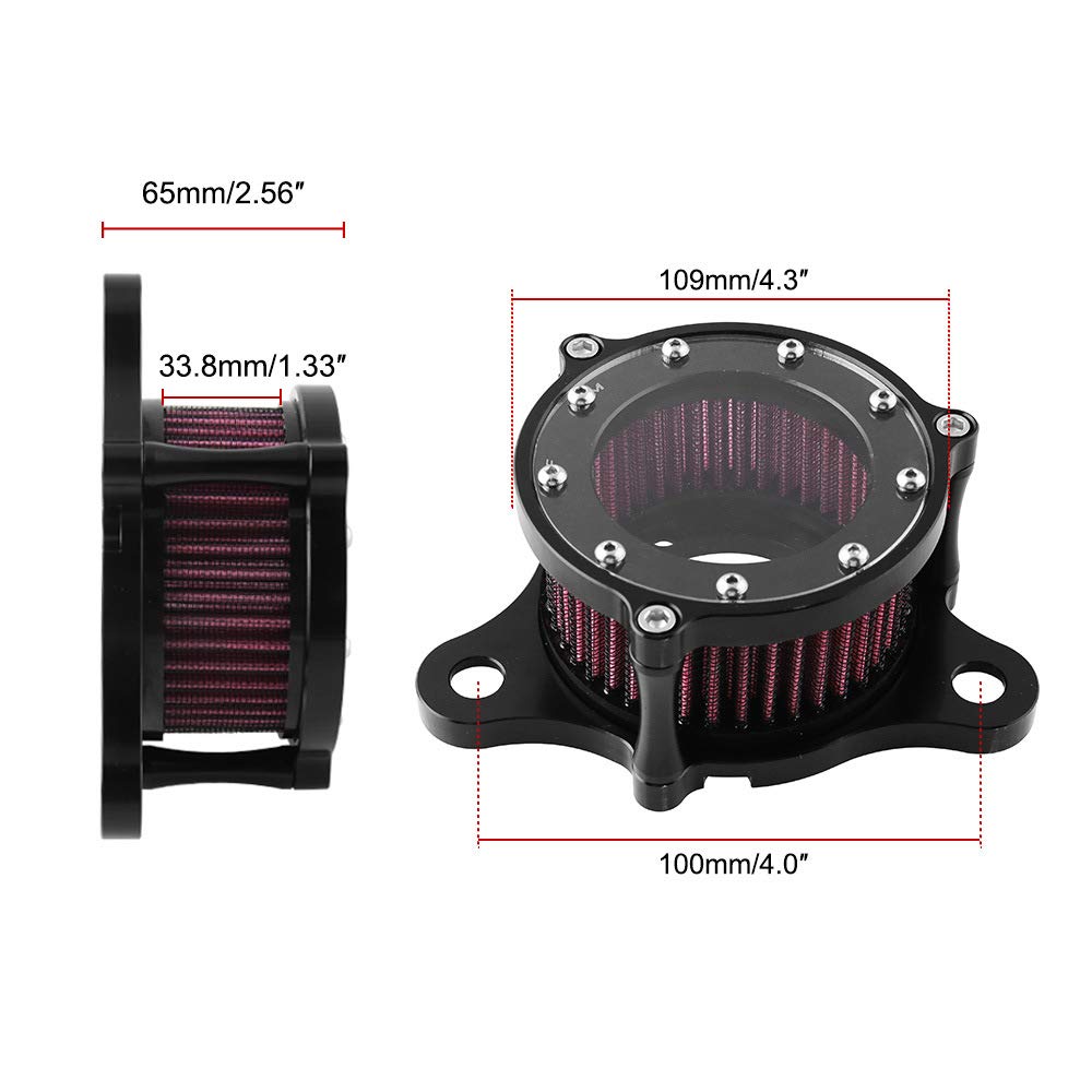 Air Cleaner Intake Filter System Kit For Harley Davidson Sportster Xl883 Xl883N Xl883R Xl883P Xl1200 Xl1200L Xl1200X Iron 883 Forty Eight Xl1200X 2004-2016 Billet Aluminum Cnc Machined Washable
