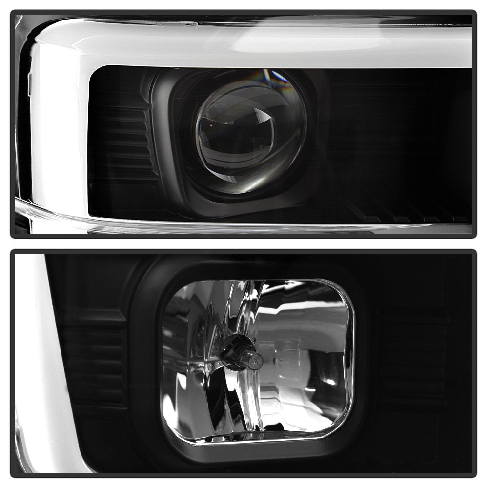 ACANII Black LED Tube Projector Headlights for 2008-2010 Ford F250 F350 Superduty Pickup - Left & Right Set
