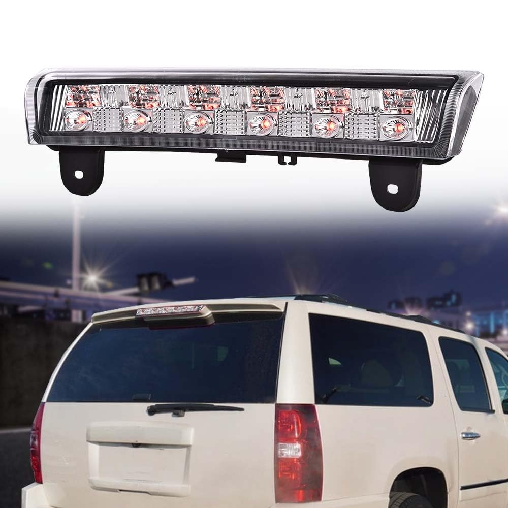 Cheda Third 3D Brake Lights, Compatible With 2000-2006 Chevy Suburban Tahoe Gmc Yukon, Chrome Lens Clear Housing Led Bar Tail Ca
