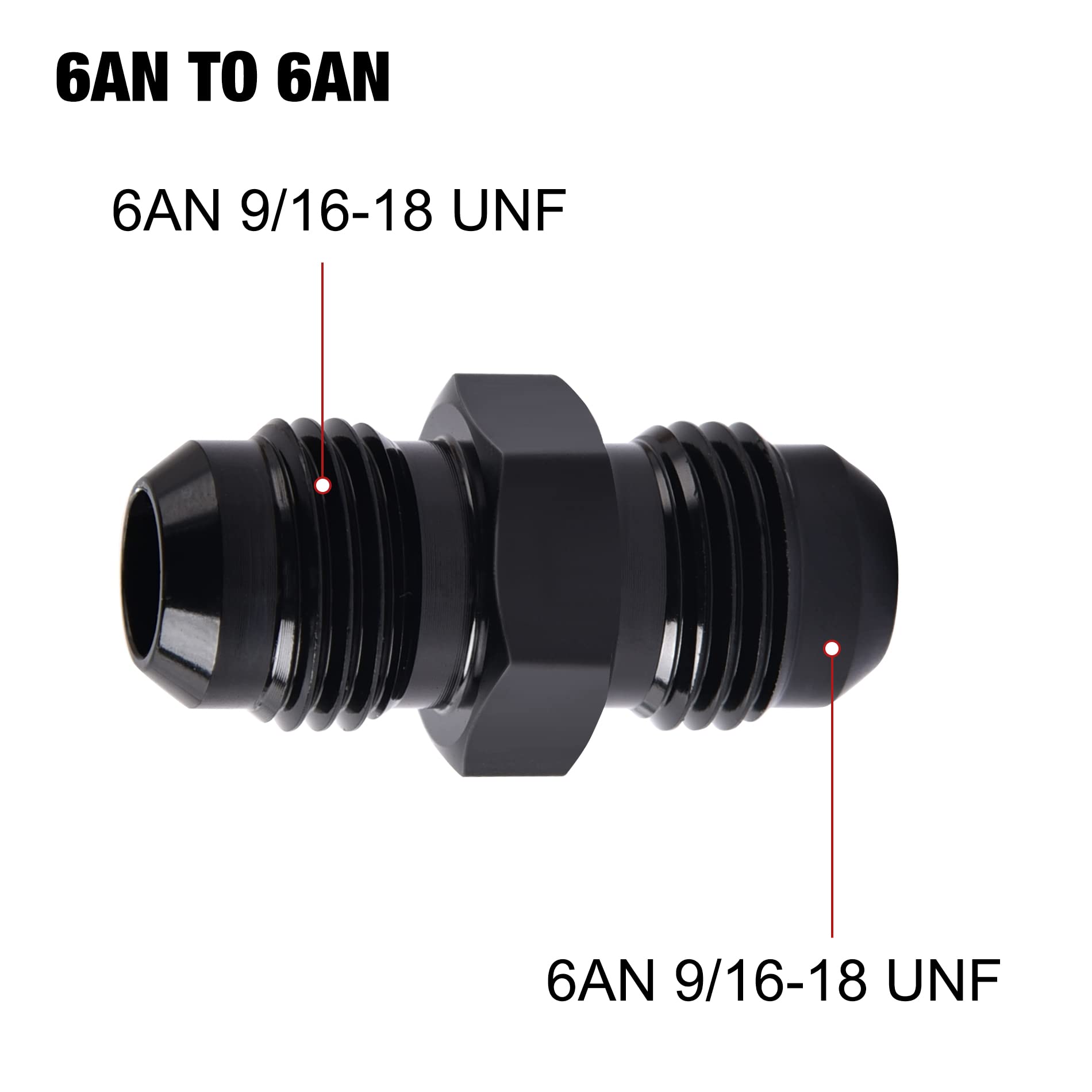 EVIL ENERGY 6AN to 6AN Male Flare Coupler Union Straight Fuel Hose Adapter Fitting Black