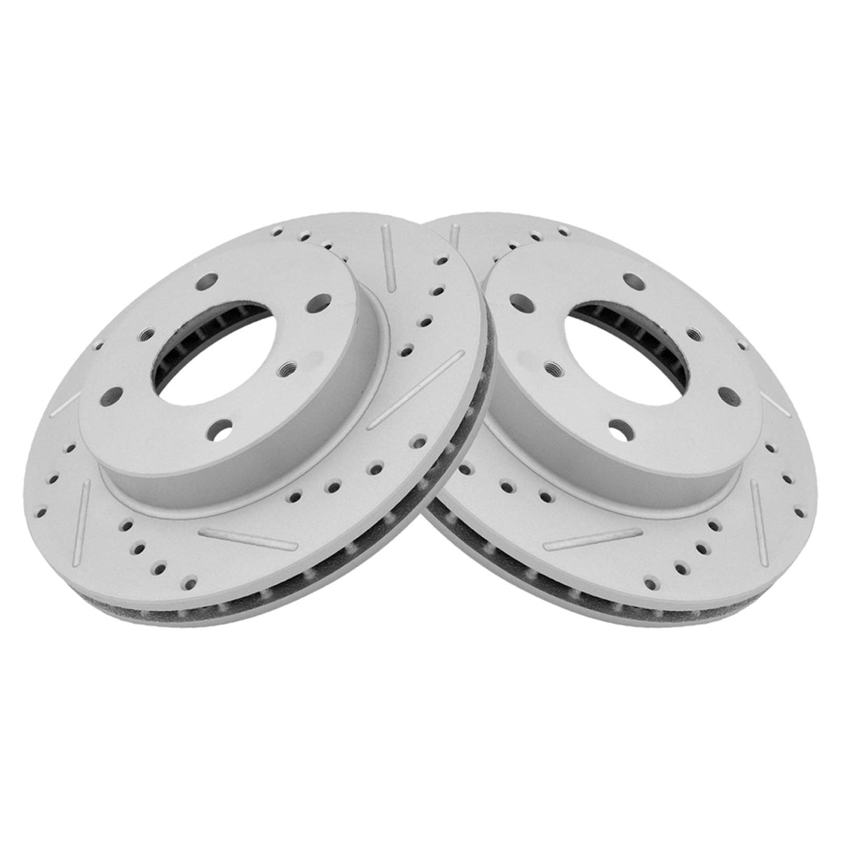 Trq Front Performance Brake Rotors Set Vented Premium G-Coated Cross Drilled & Slotted Compatible With 1991-1996 Infiniti G20 19